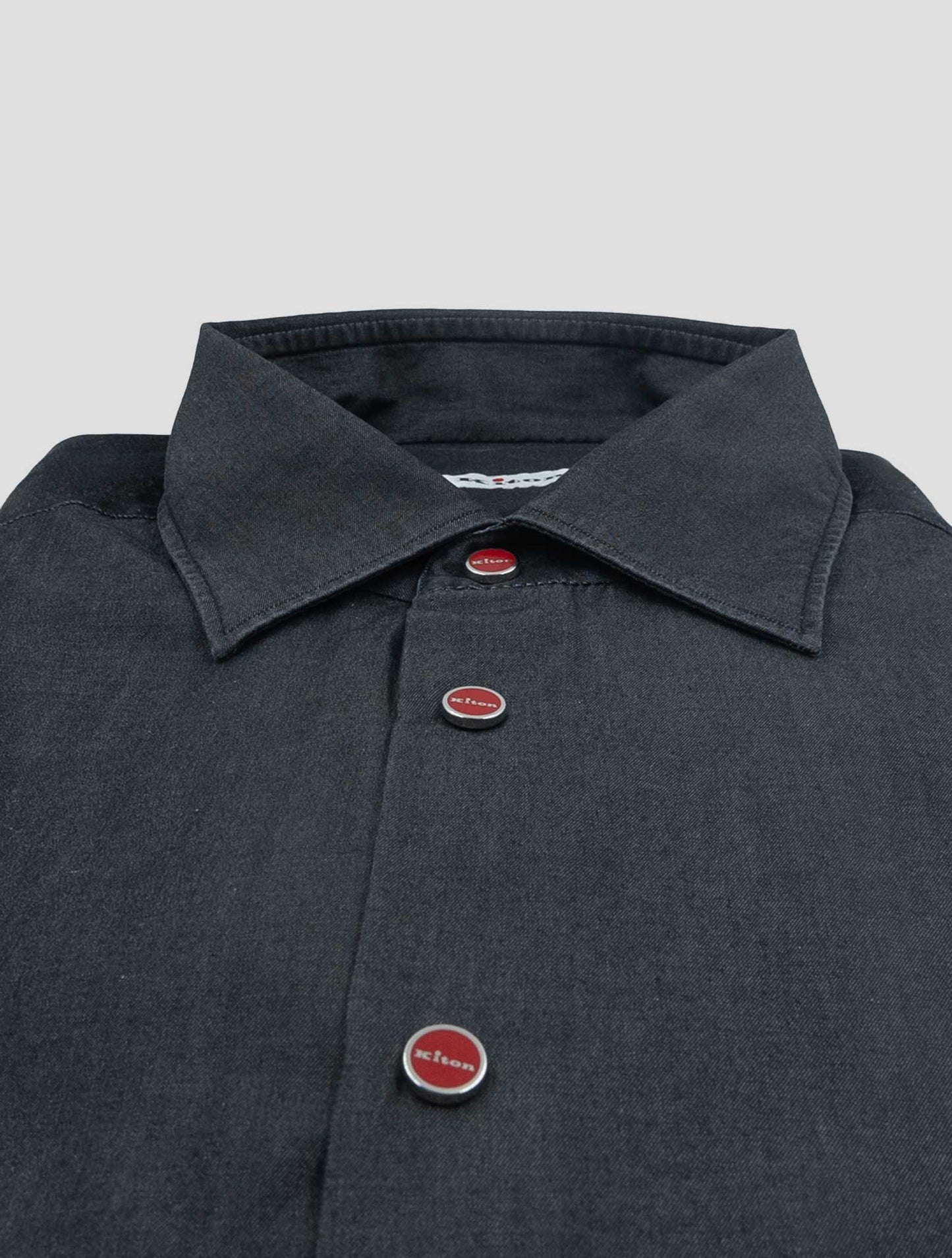 Kiton Gray Cotton Washed Shirt