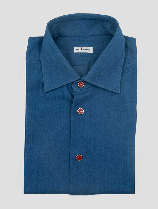 Kiton Denim Cotton Shirt Nerano