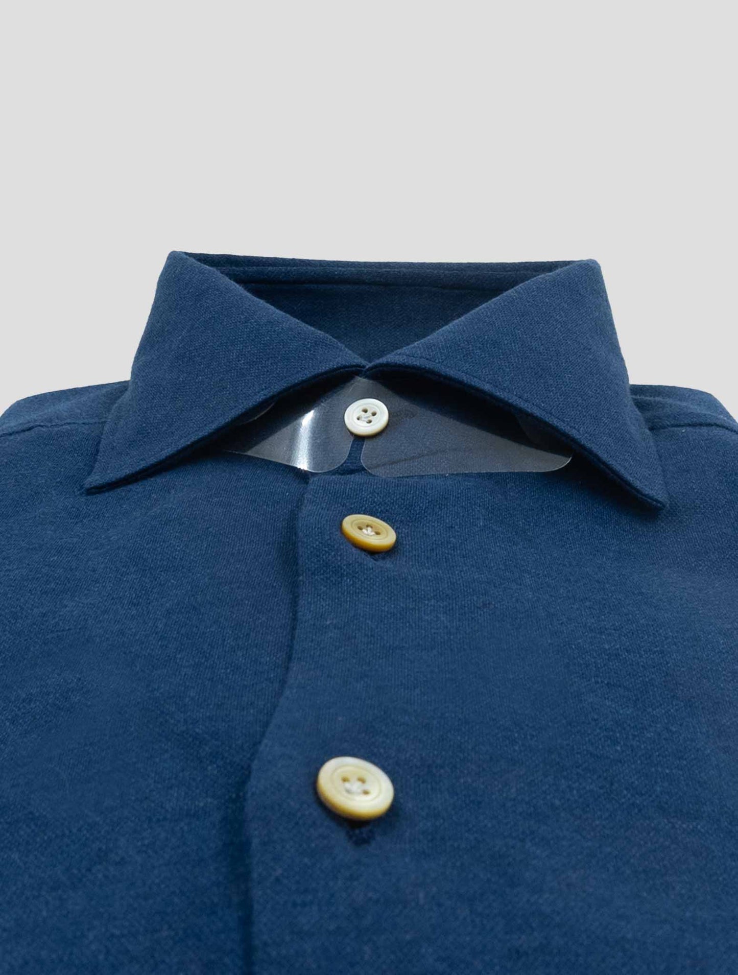 Kiton Blue Cotton Cashmere Shirt