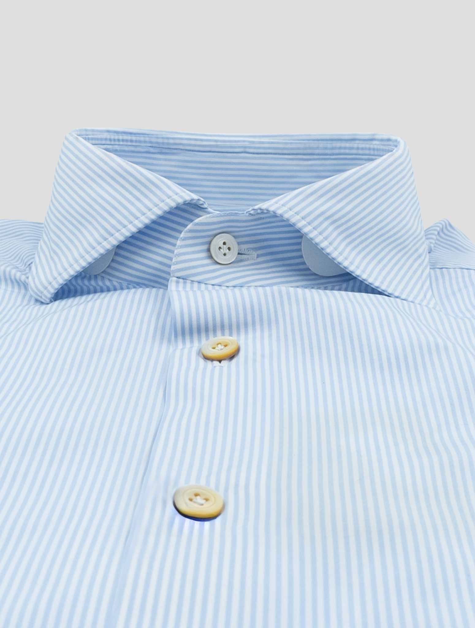 Kiton Blue White Cotton Shirt