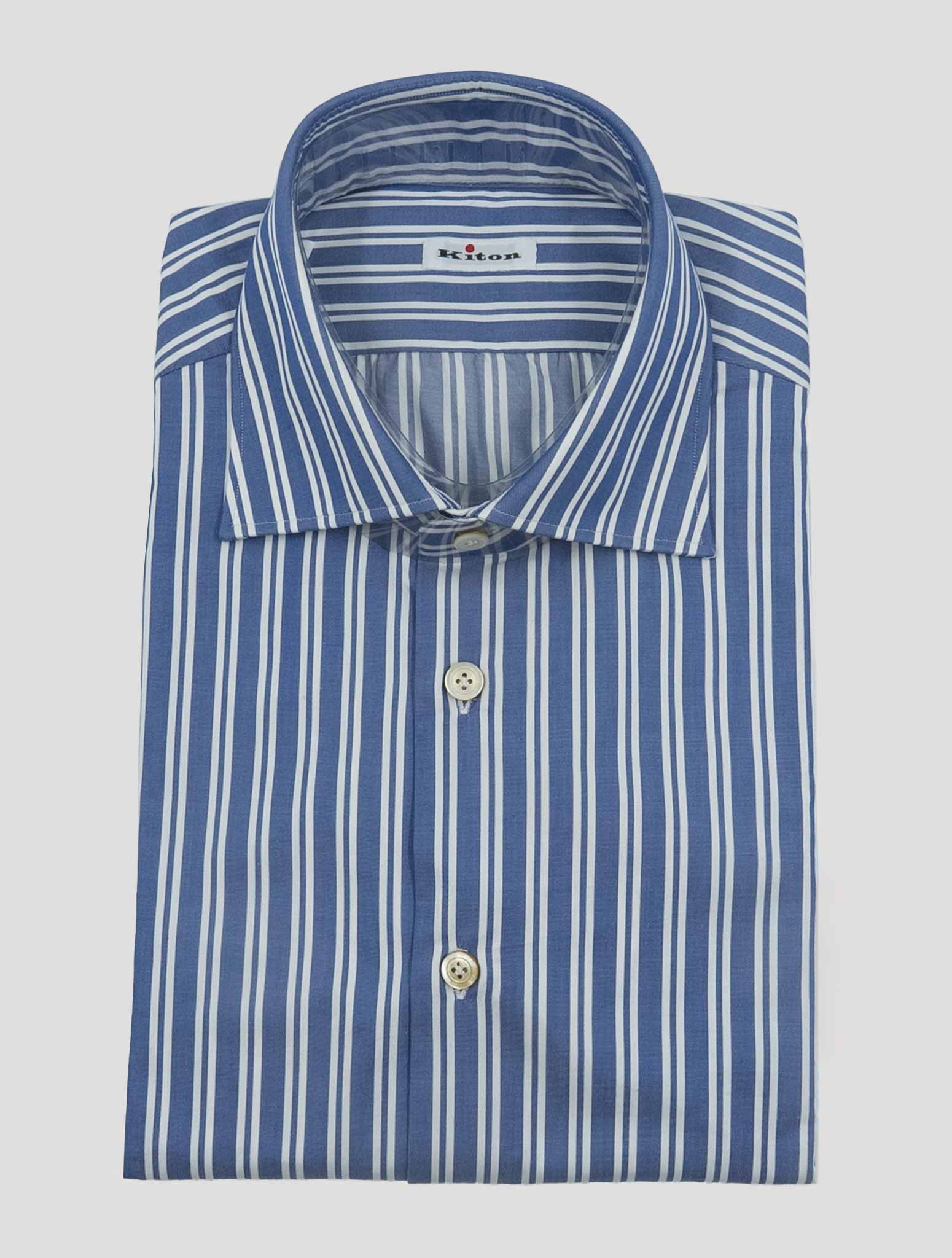 Kiton Light Blue White Cotton Shirt