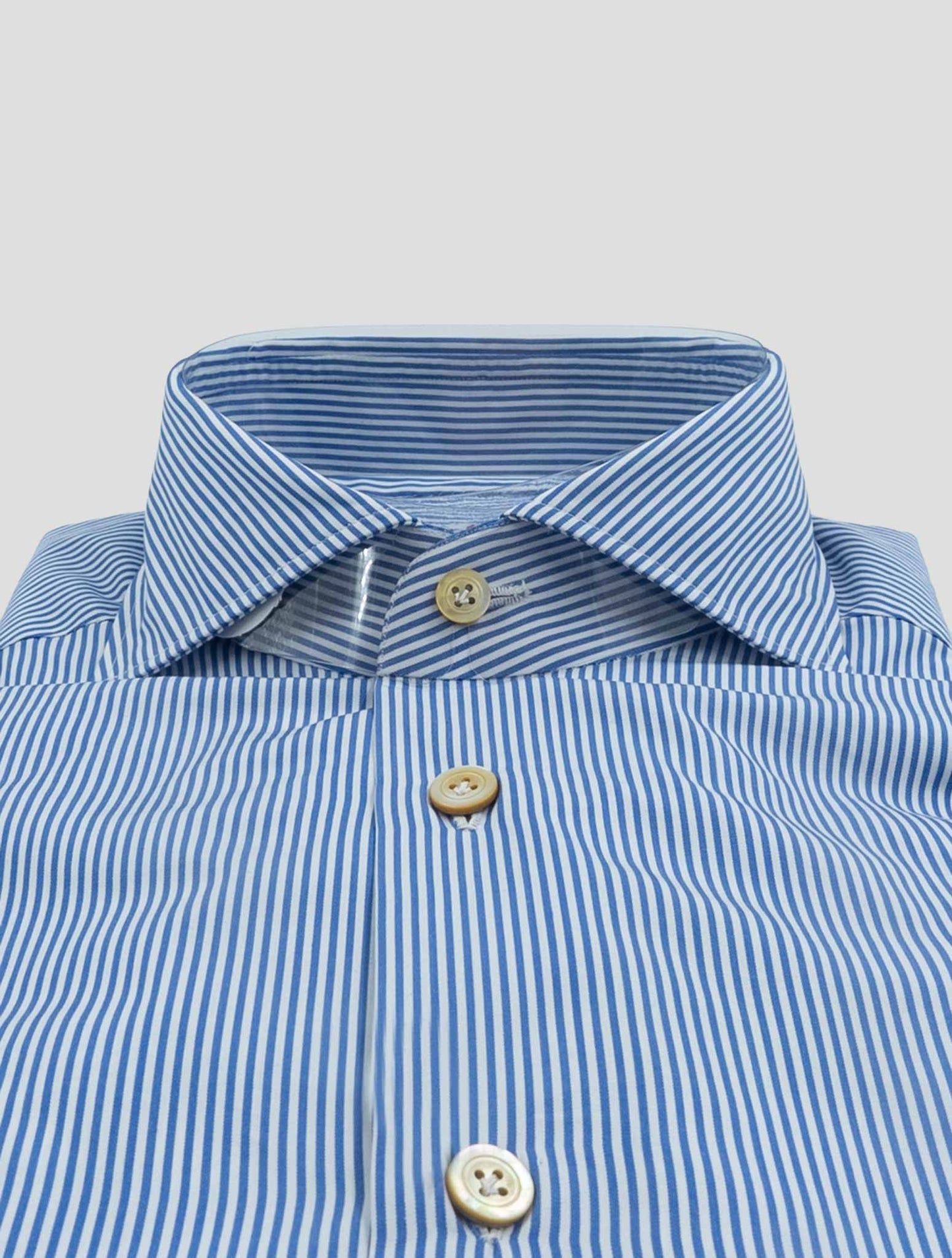 Kiton Blue White Cotton Shirt