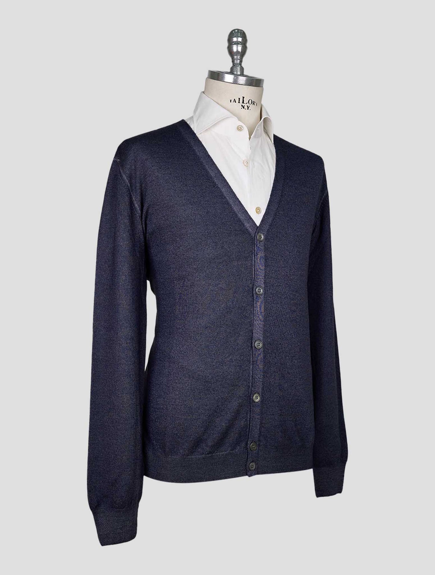 Kiton Blue Wool Cardigan