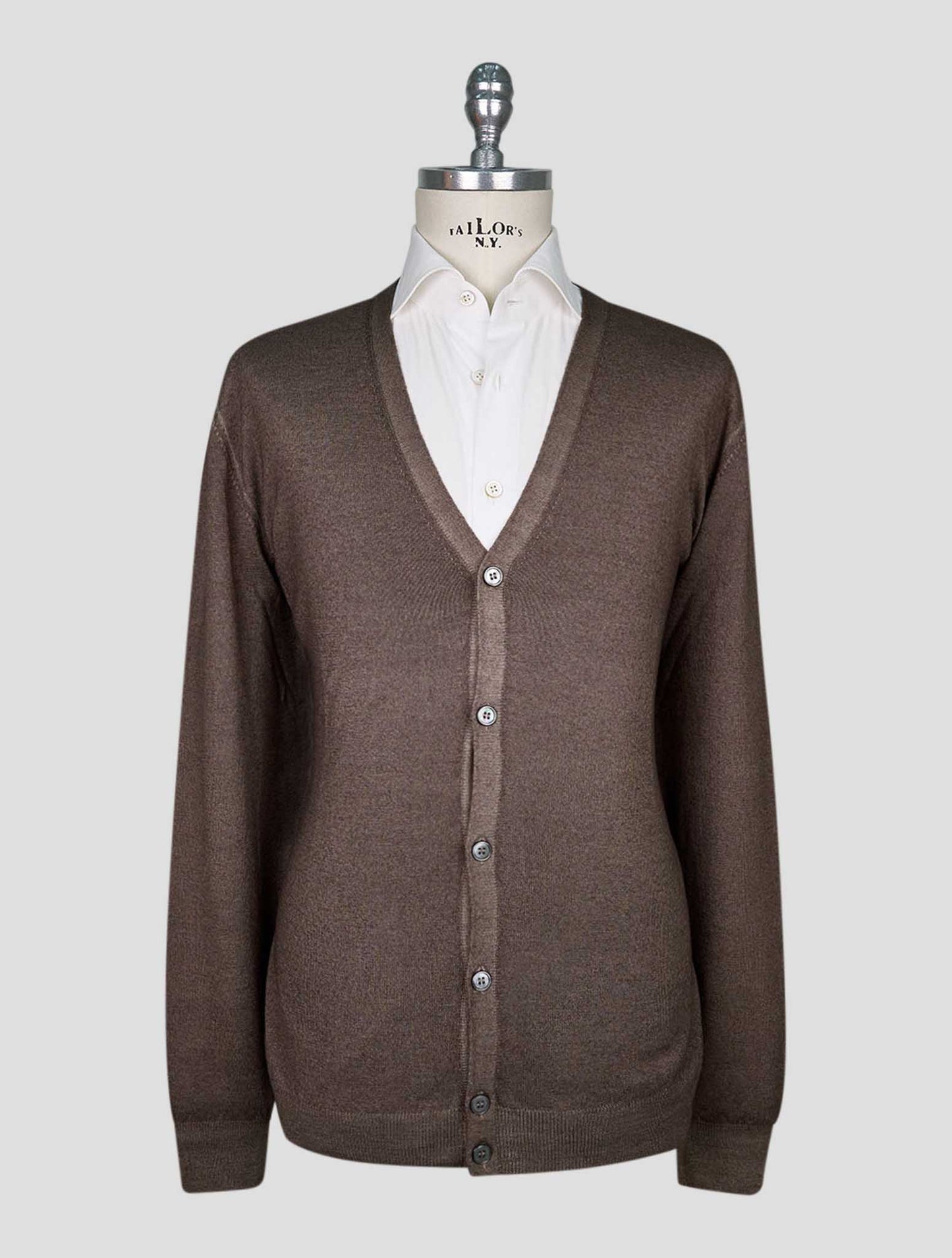Kiton Brown Wool Cardigan