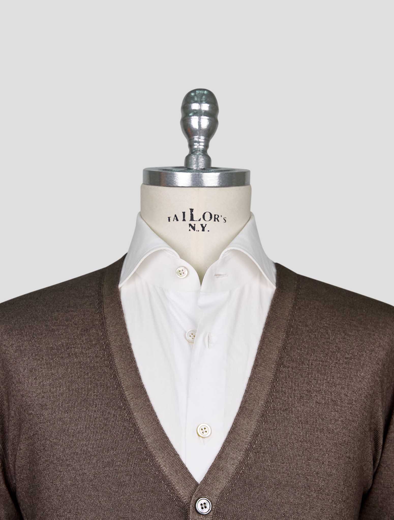 Kiton Brown Wool Cardigan
