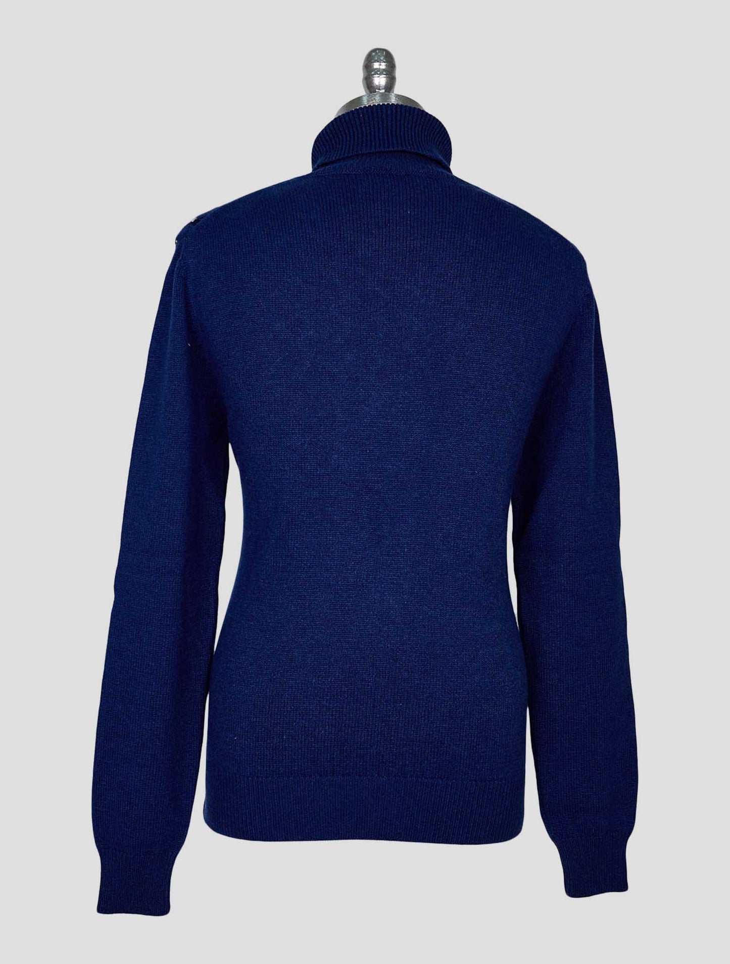 Kiton Blue White Cashmere Sweater Turtleneck