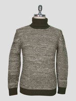Kiton Green White Cashmere Sweater Turtleneck