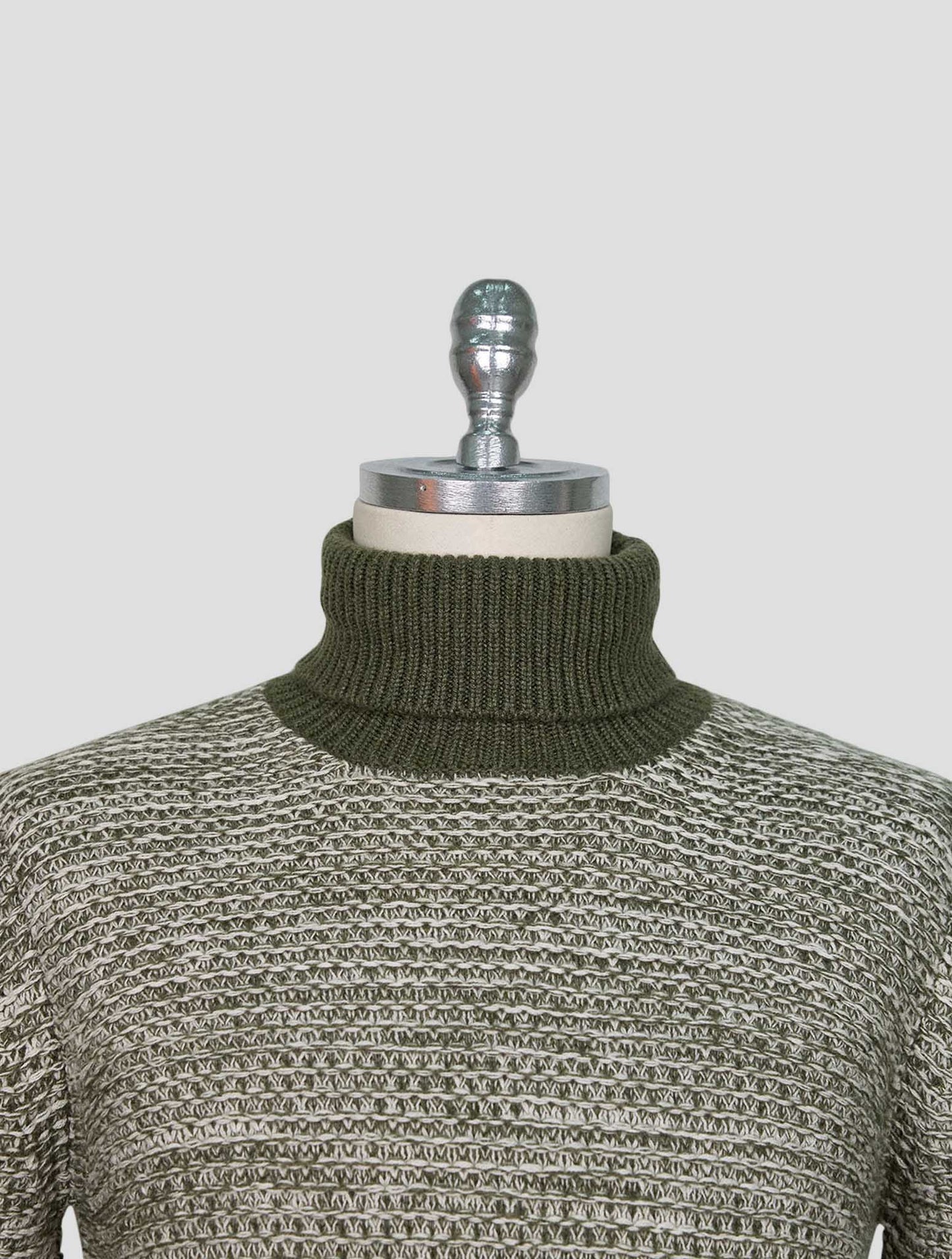 Kiton Green White Cashmere Sweater Turtleneck
