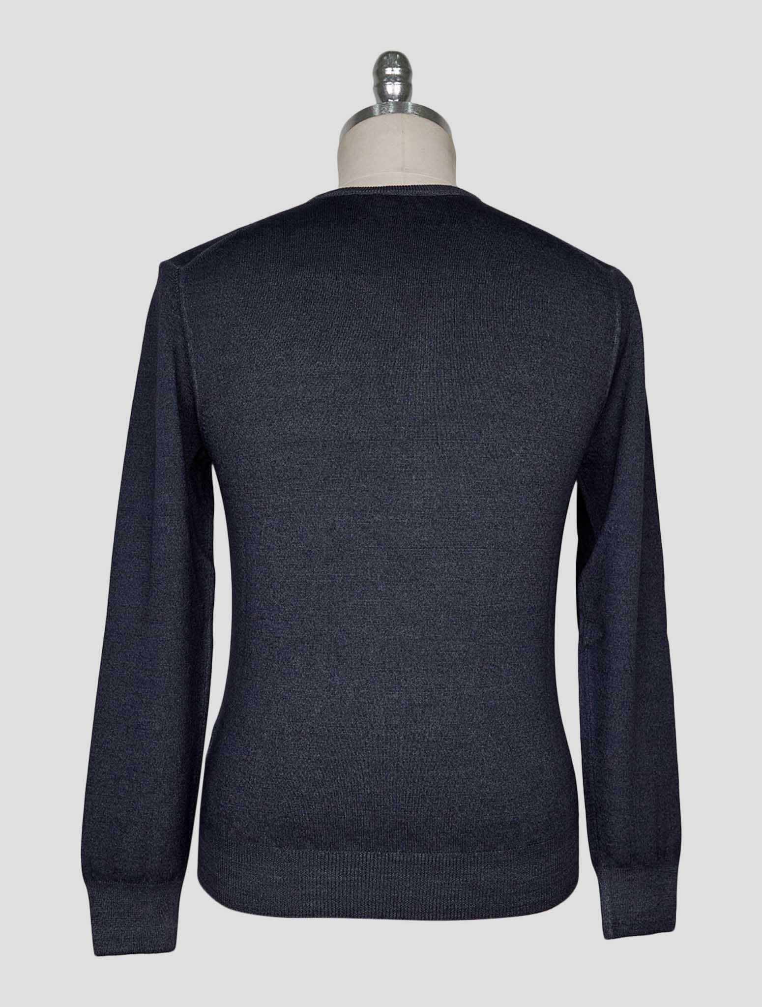 Kiton Gray Blue Wool Sweater V-Neck