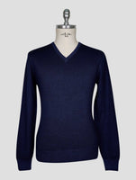 Kiton Blue Wool Sweater V-Neck