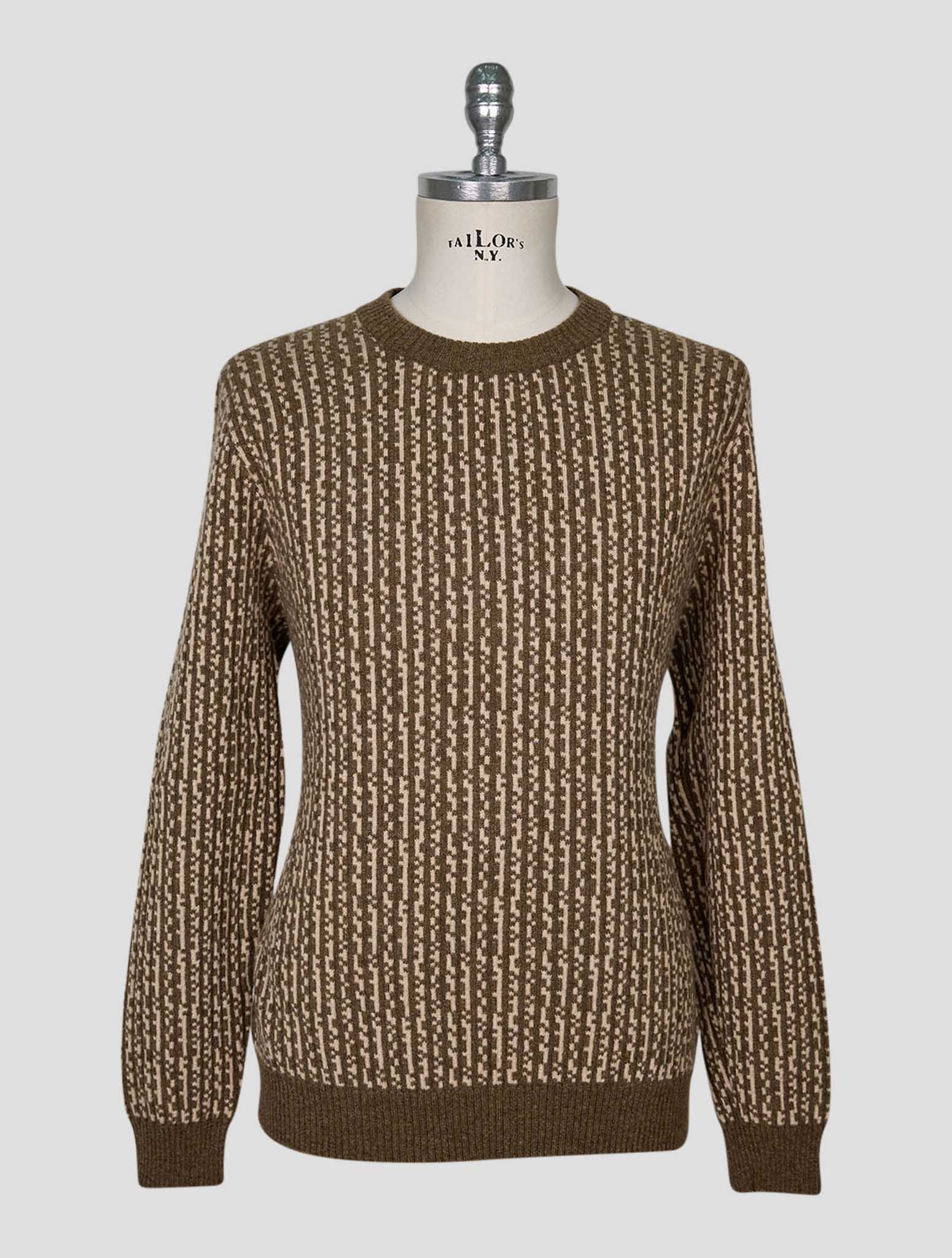Kiton Brown Whote Cashmere Sweater Crewneck