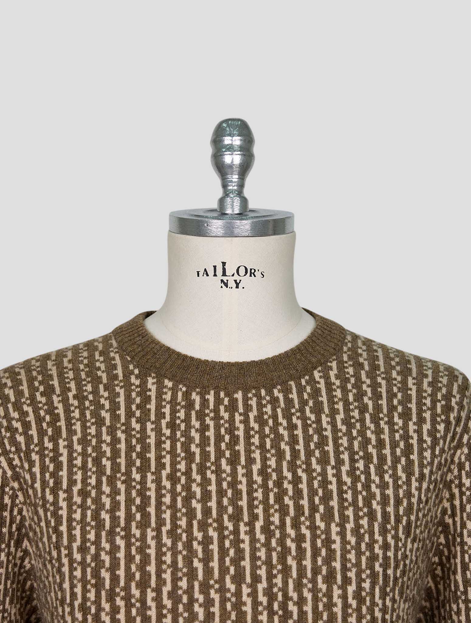 Kiton Brown Whote Cashmere Sweater Crewneck