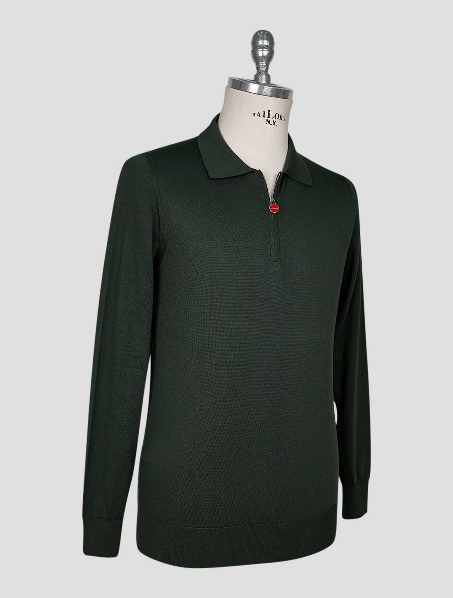Kiton Green Silk Sweater Half Zip