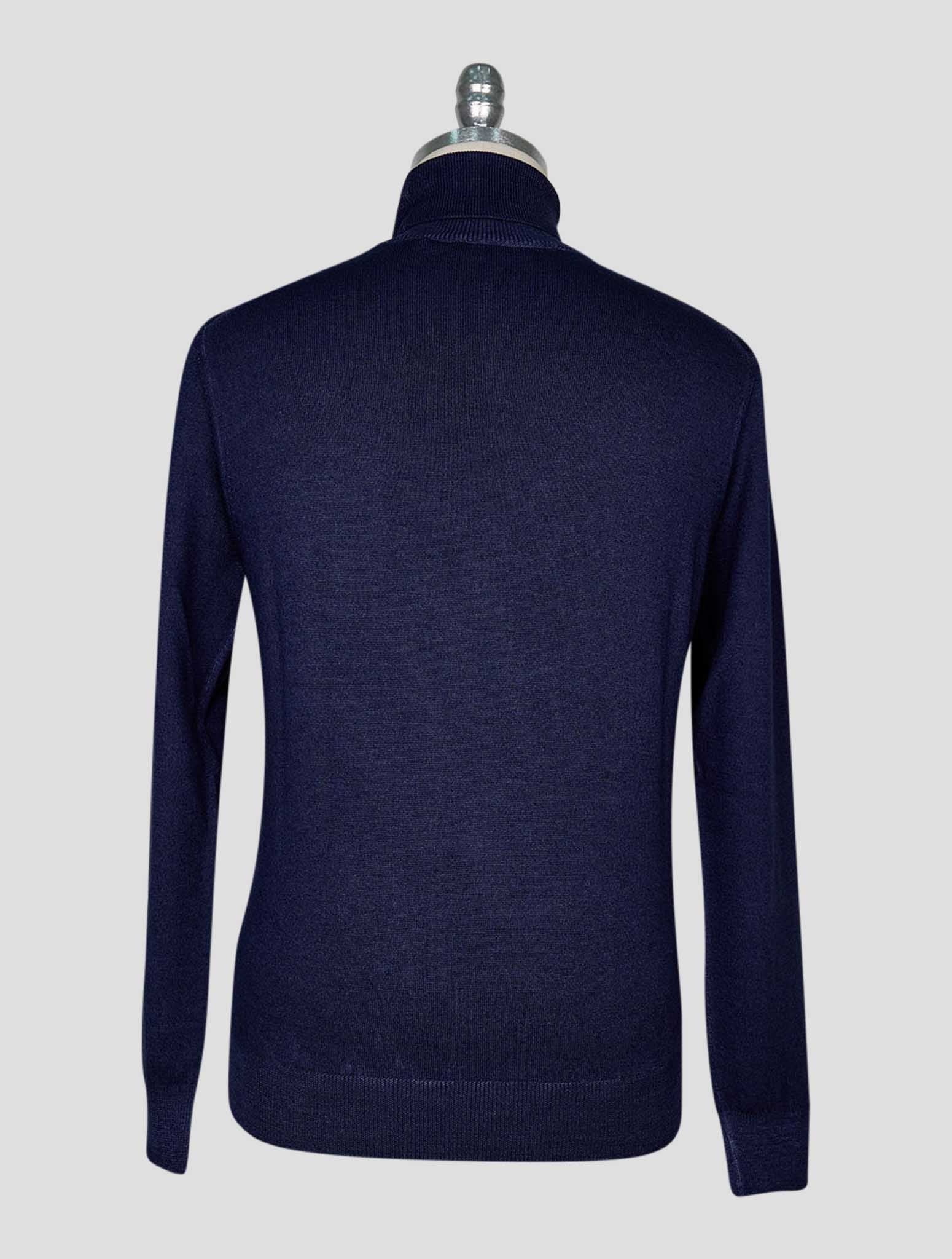 Kiton Blue Wool Sweater Turtleneck
