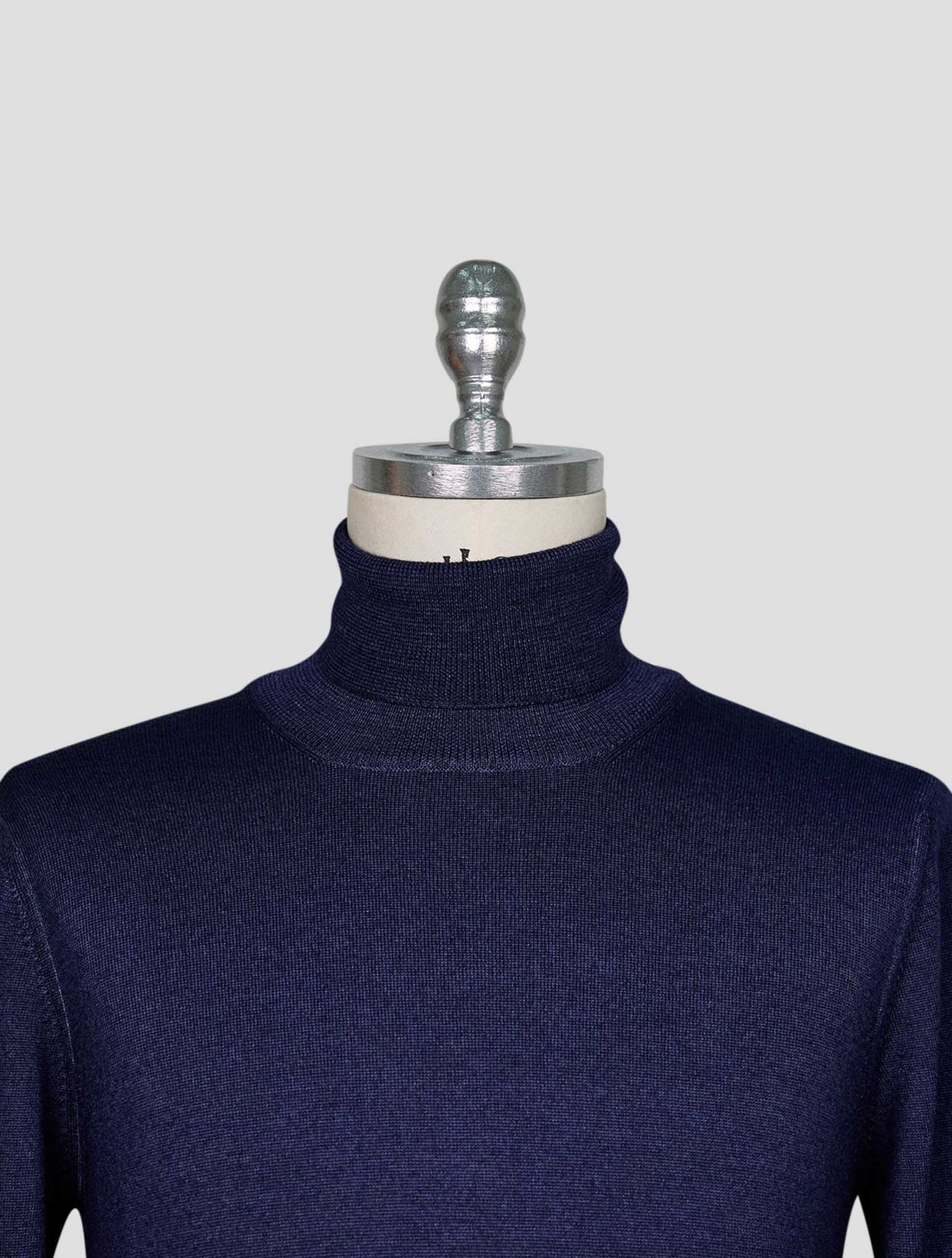 Kiton Blue Wool Sweater Turtleneck
