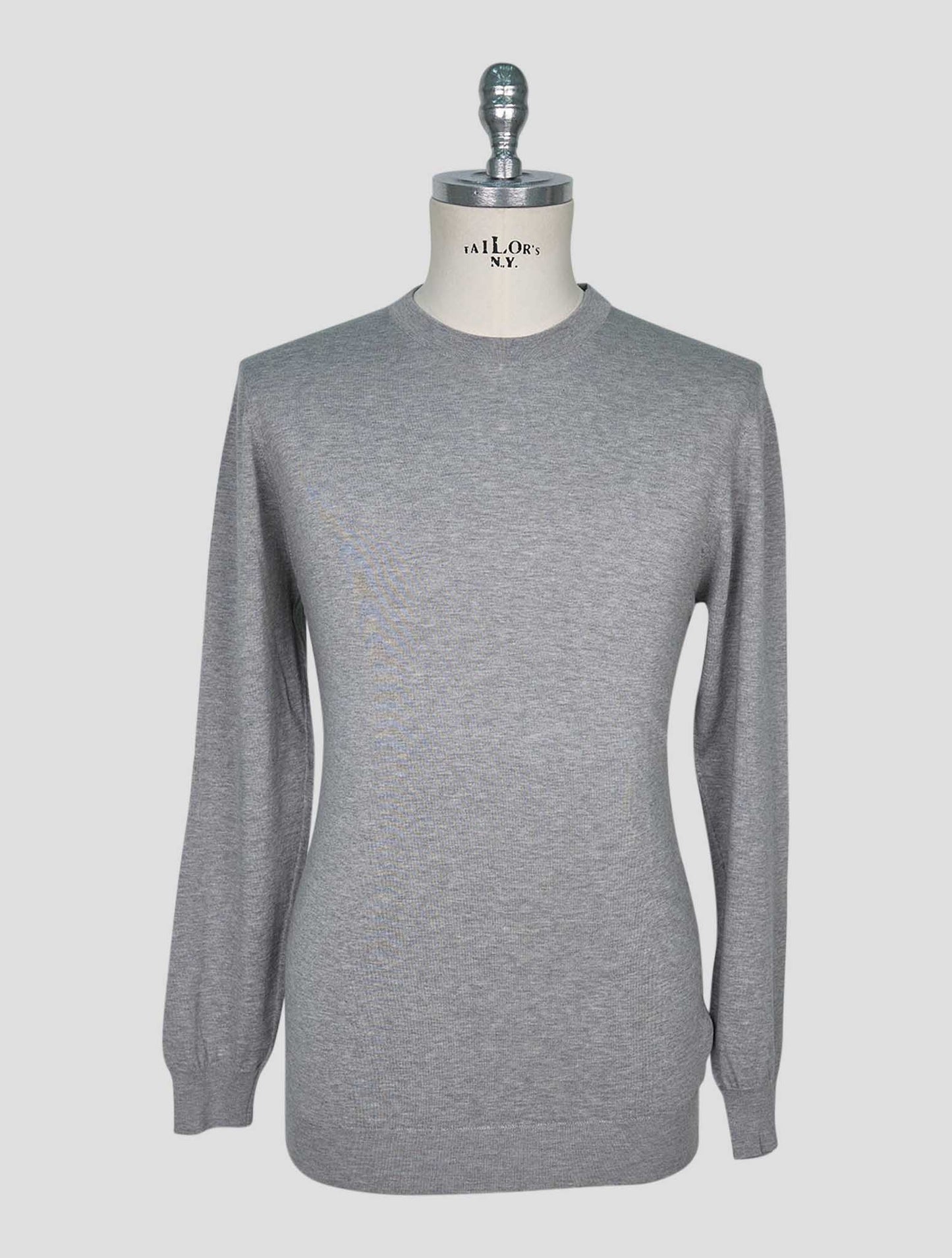 Kiton Gray Cotton Sweater Crewneck