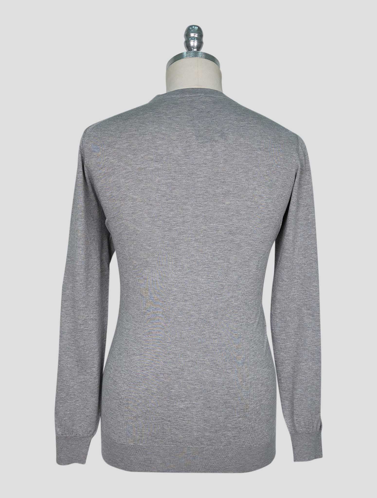 Kiton Gray Cotton Sweater Crewneck