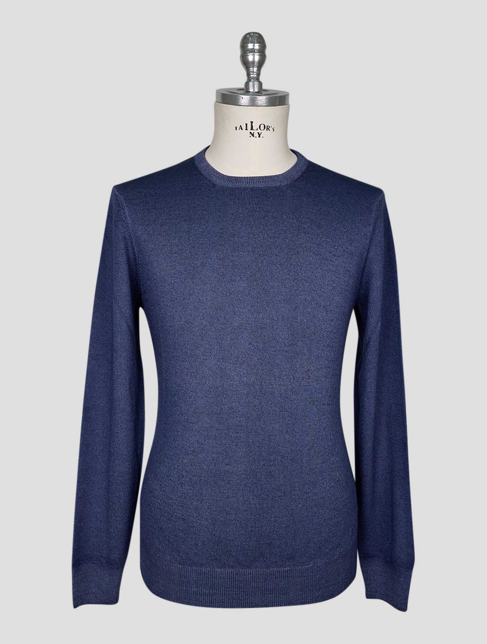 Kiton Blue Wool Sweater Crewneck
