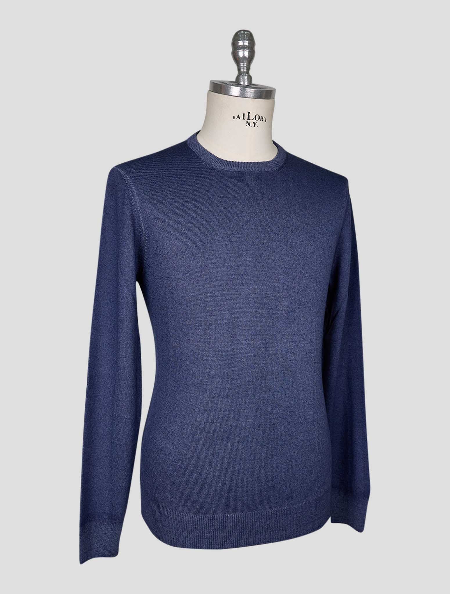 Kiton Blue Wool Sweater Crewneck