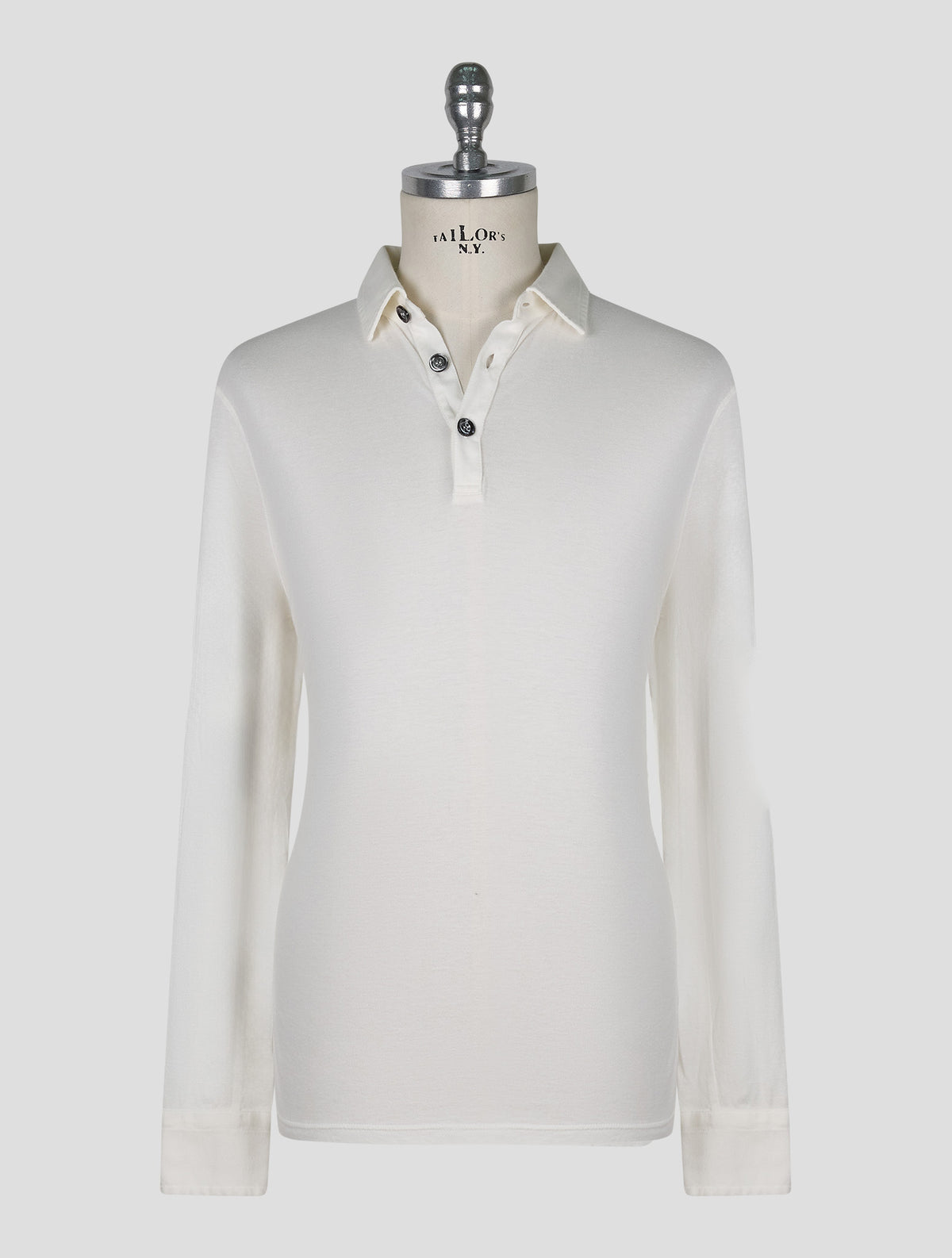 Kiton White Cotton Cashmere Sweater Polo