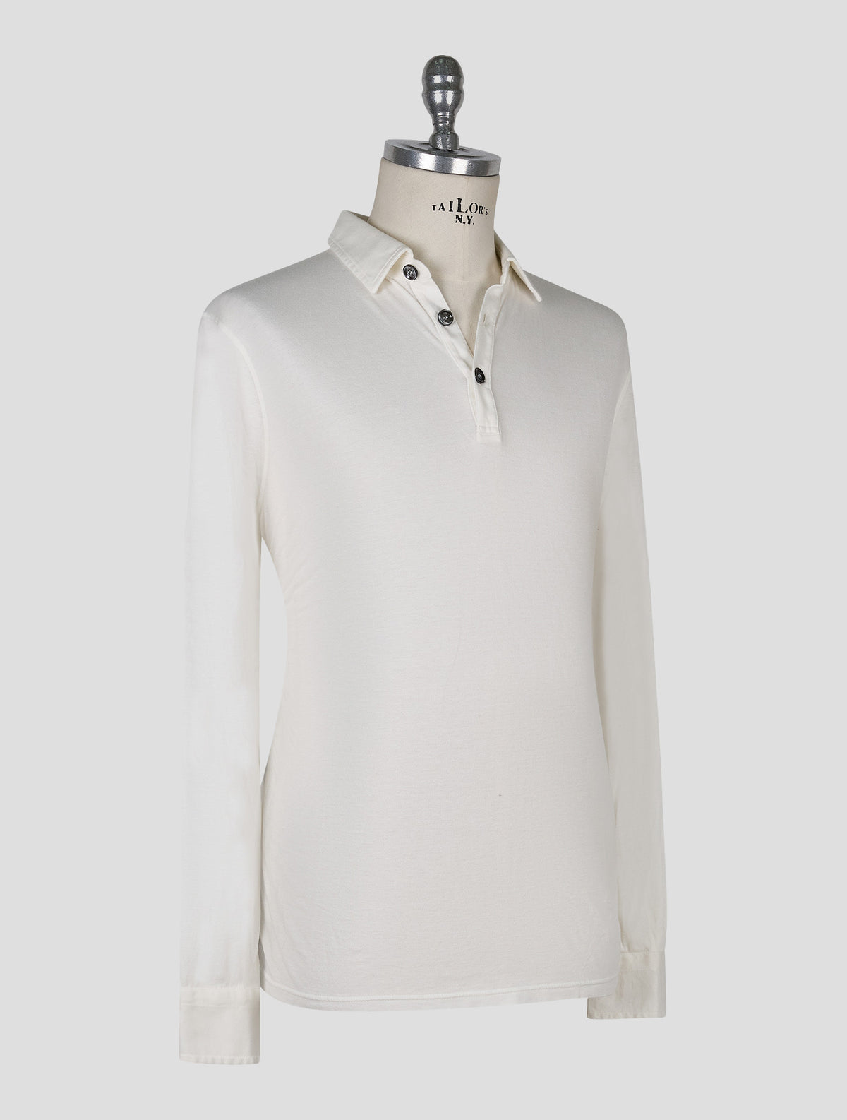 Kiton White Cotton Cashmere Sweater Polo