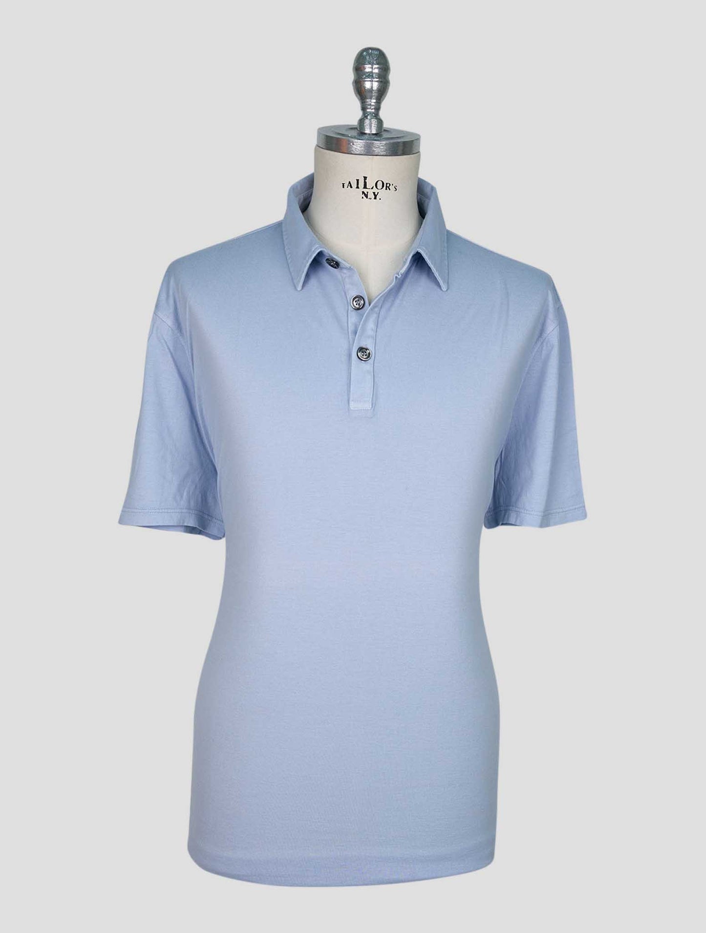 Kiton Light Blue Cotton Cashmere Polo