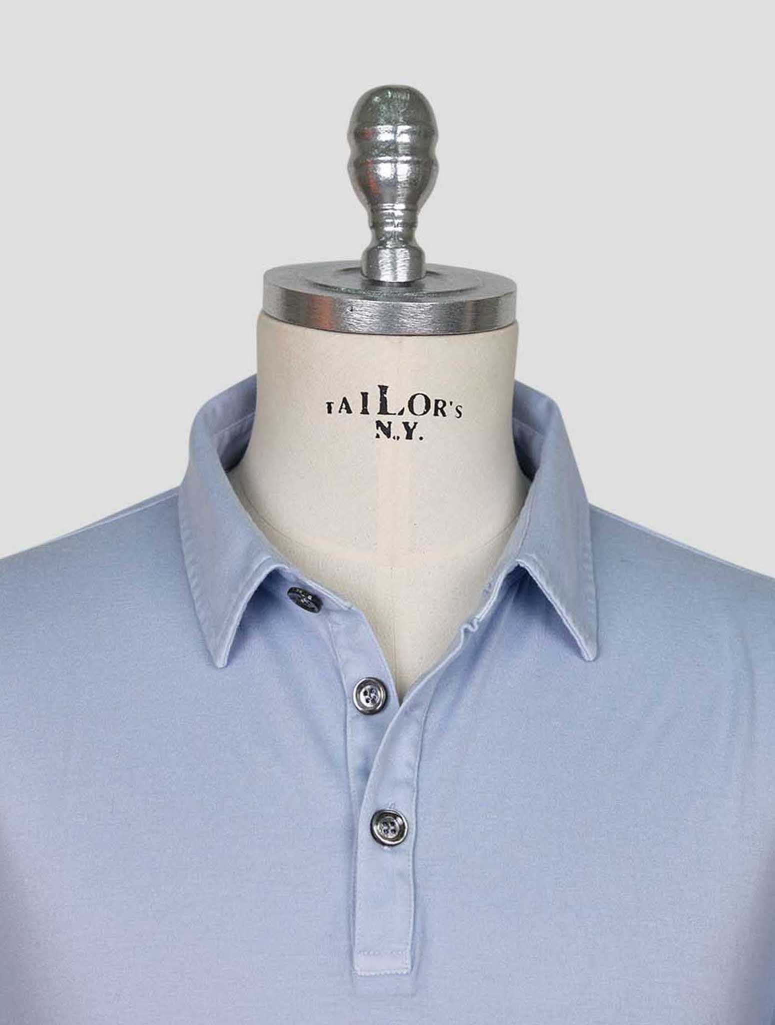Kiton Light Blue Cotton Cashmere Polo