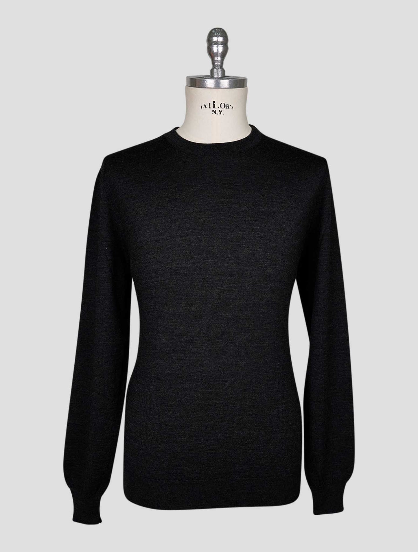 Kiton Black Wool Sweater Crewneck