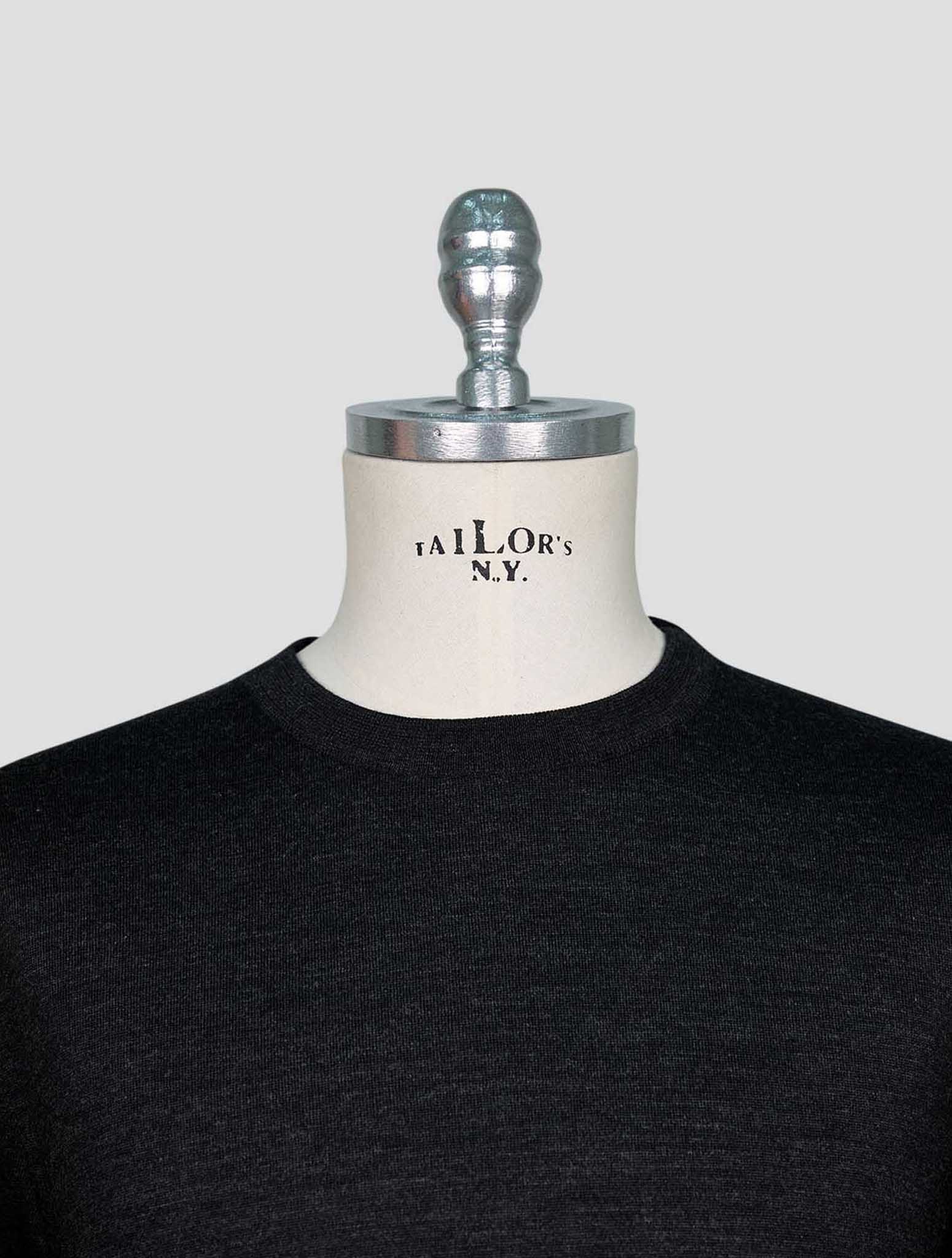 Kiton Black Wool Sweater Crewneck