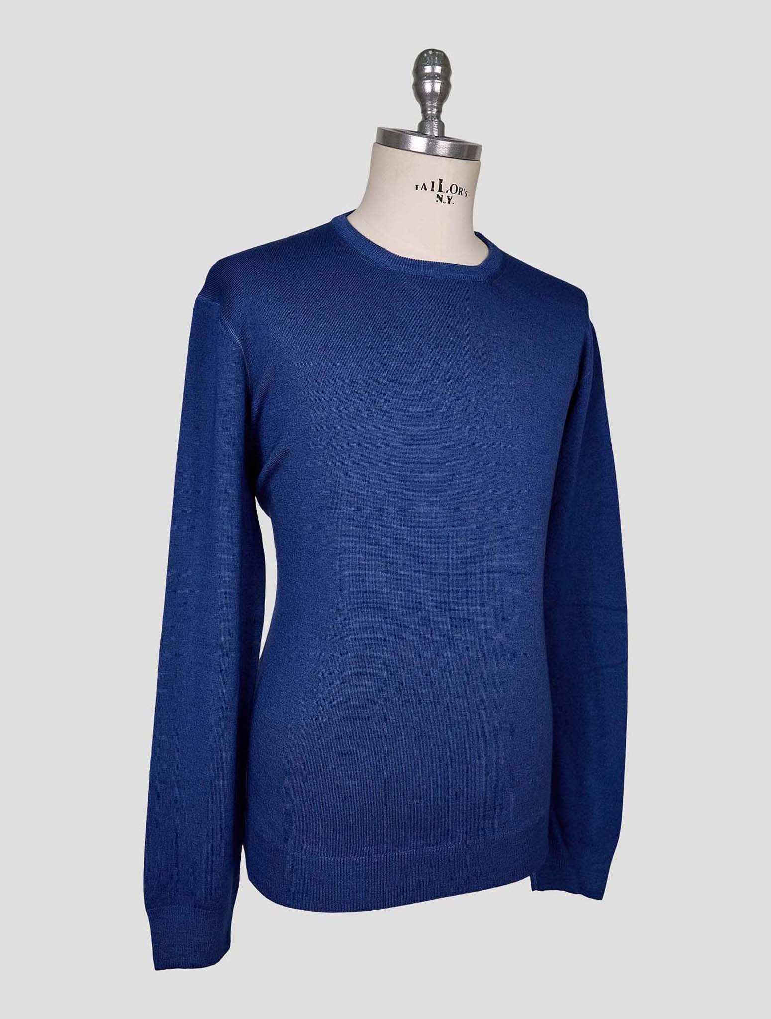 Kiton Blue Wool Sweater Crewneck