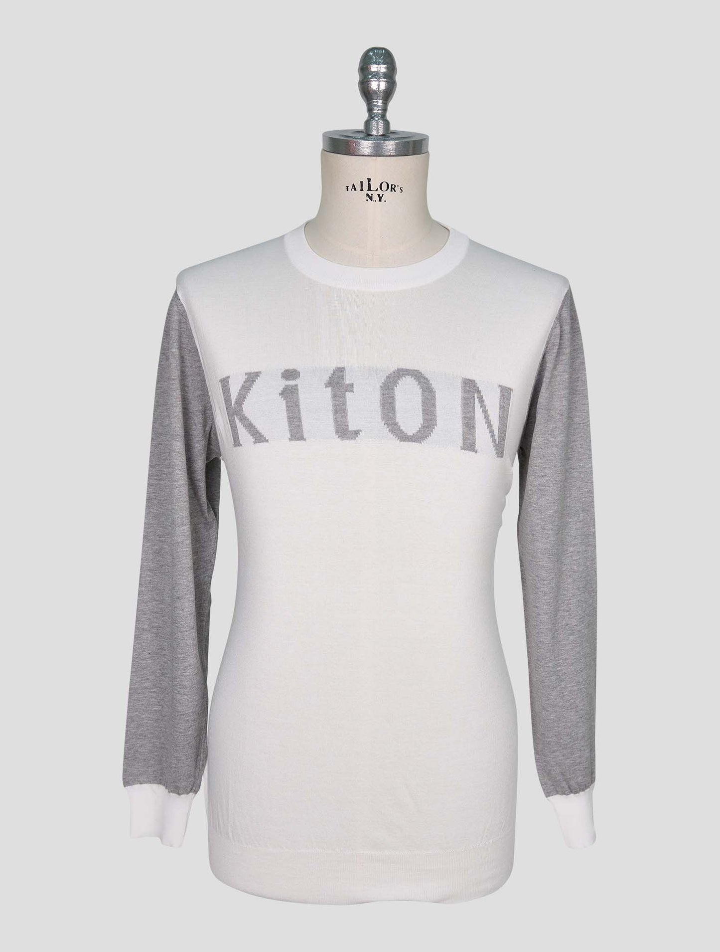 Kiton White Cotton Sweater Crewneck