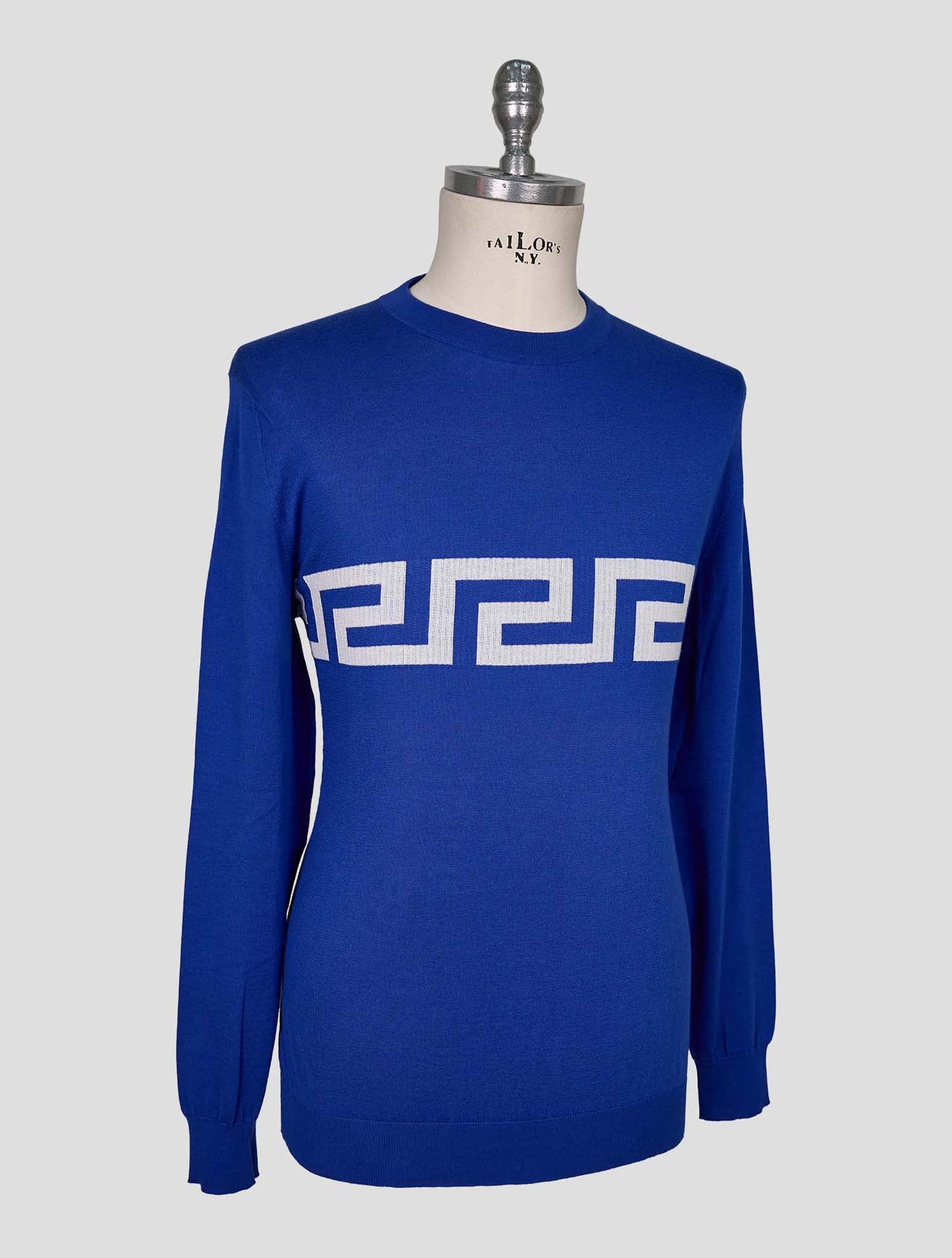 Kiton Blue Cotton Sweater Crewneck