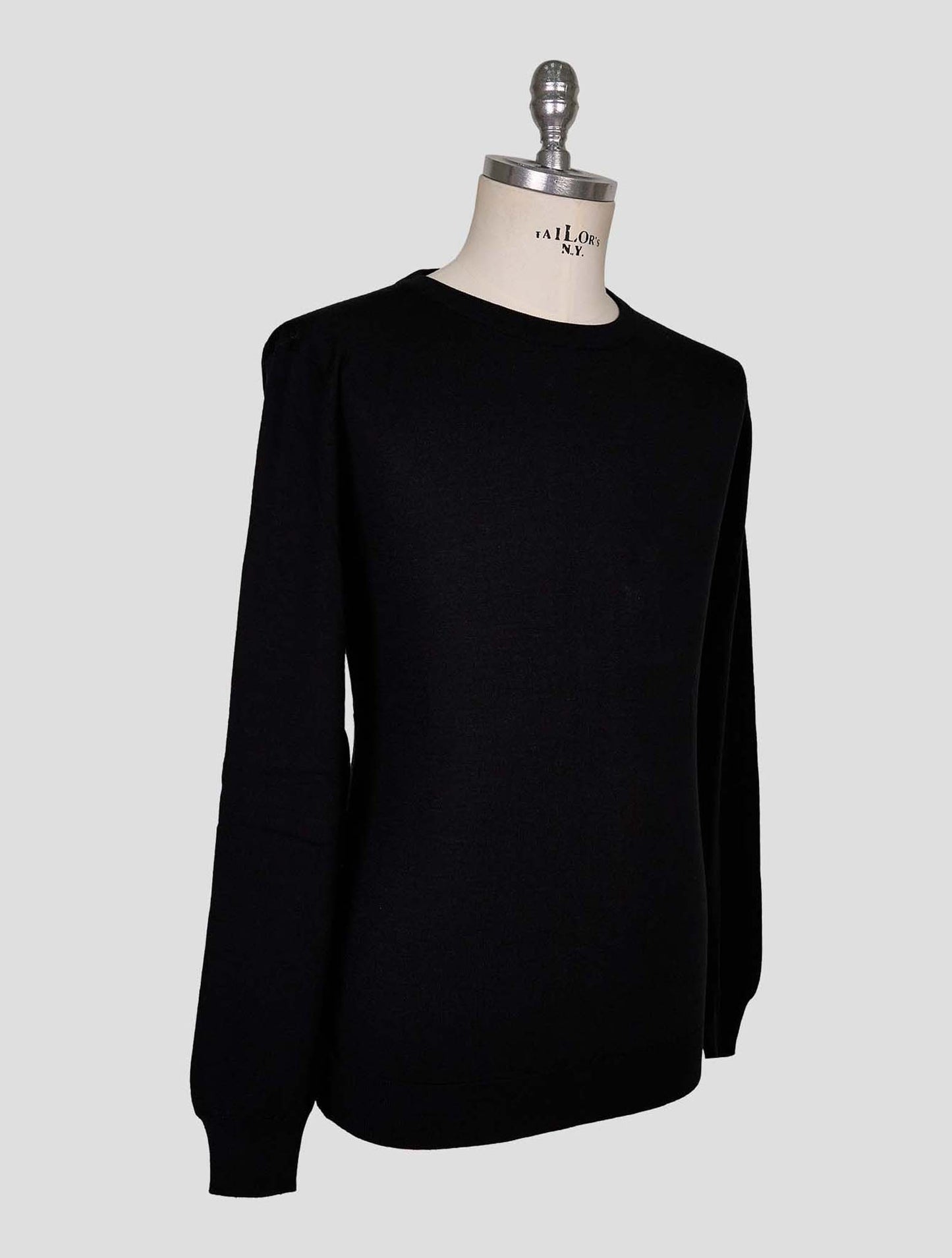 Kiton Black Wool Sweater Crewneck