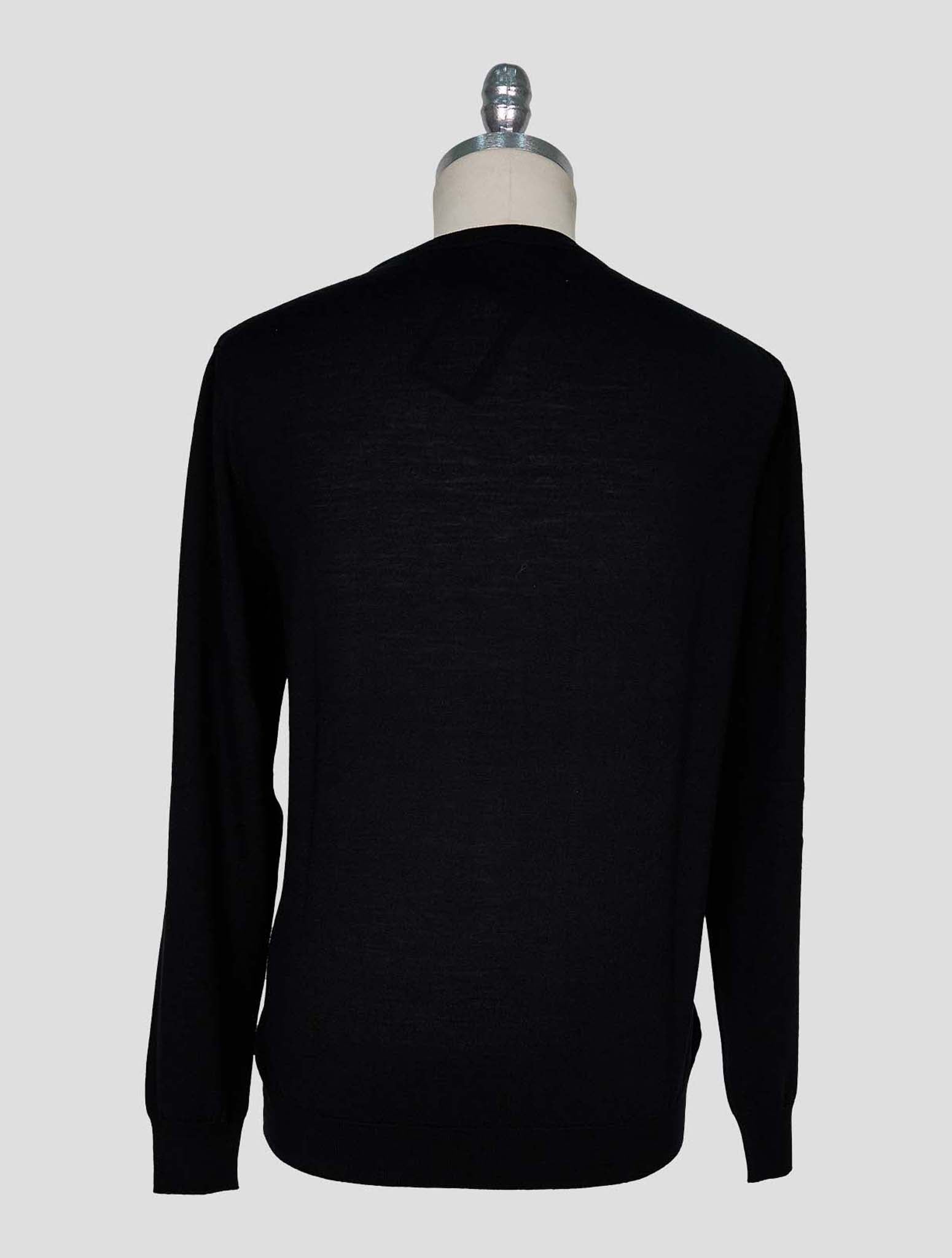 Kiton Black Wool Sweater Crewneck