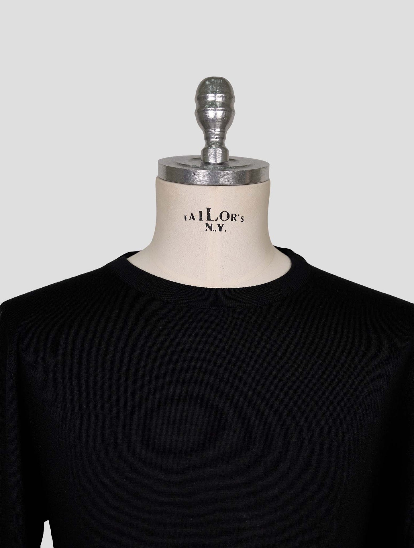 Kiton Black Wool Sweater Crewneck