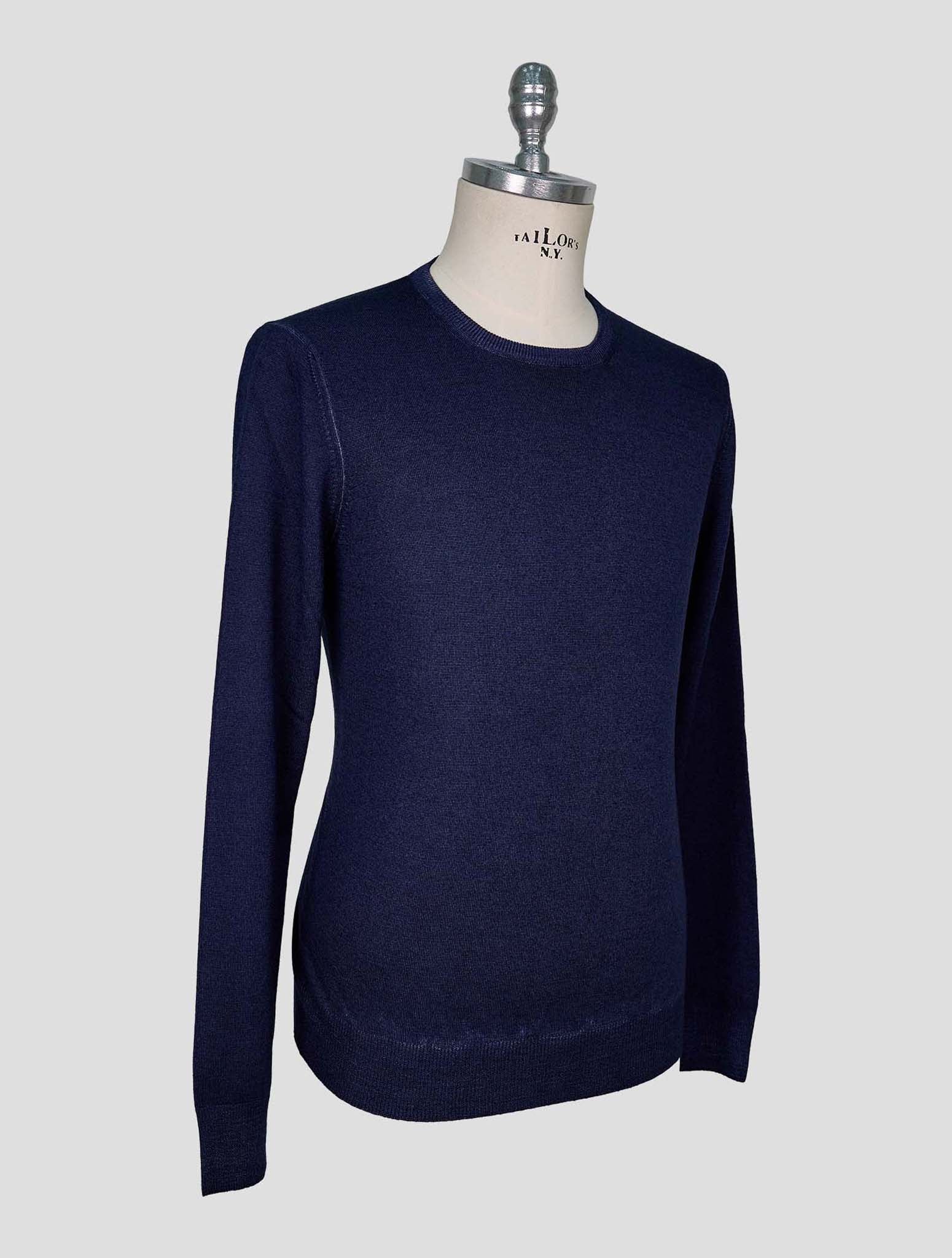Kiton Blue Wool Sweater Crewneck