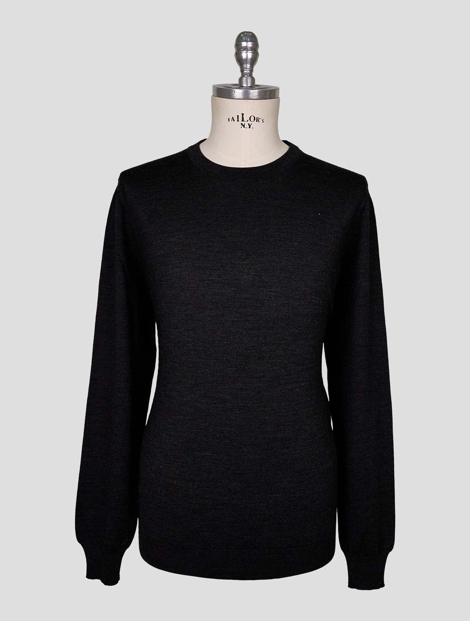 Kiton Black Wool Sweater Crewneck
