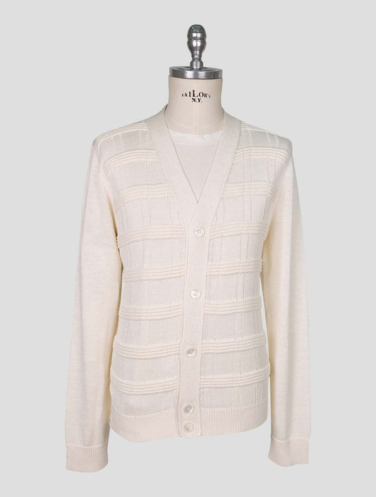 Kiton White Cotton Silk Cardigan