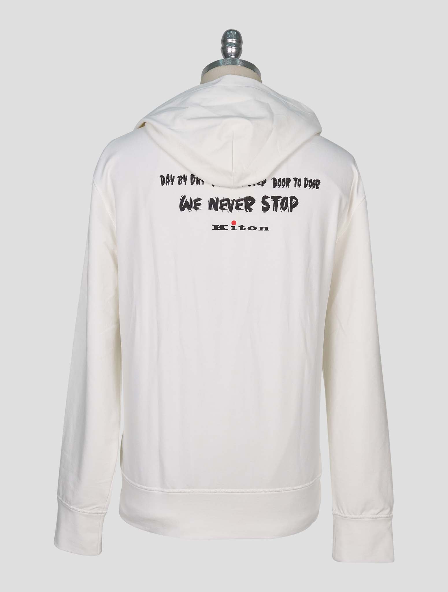 Kiton White Cotton Ea Sweater Full Zip