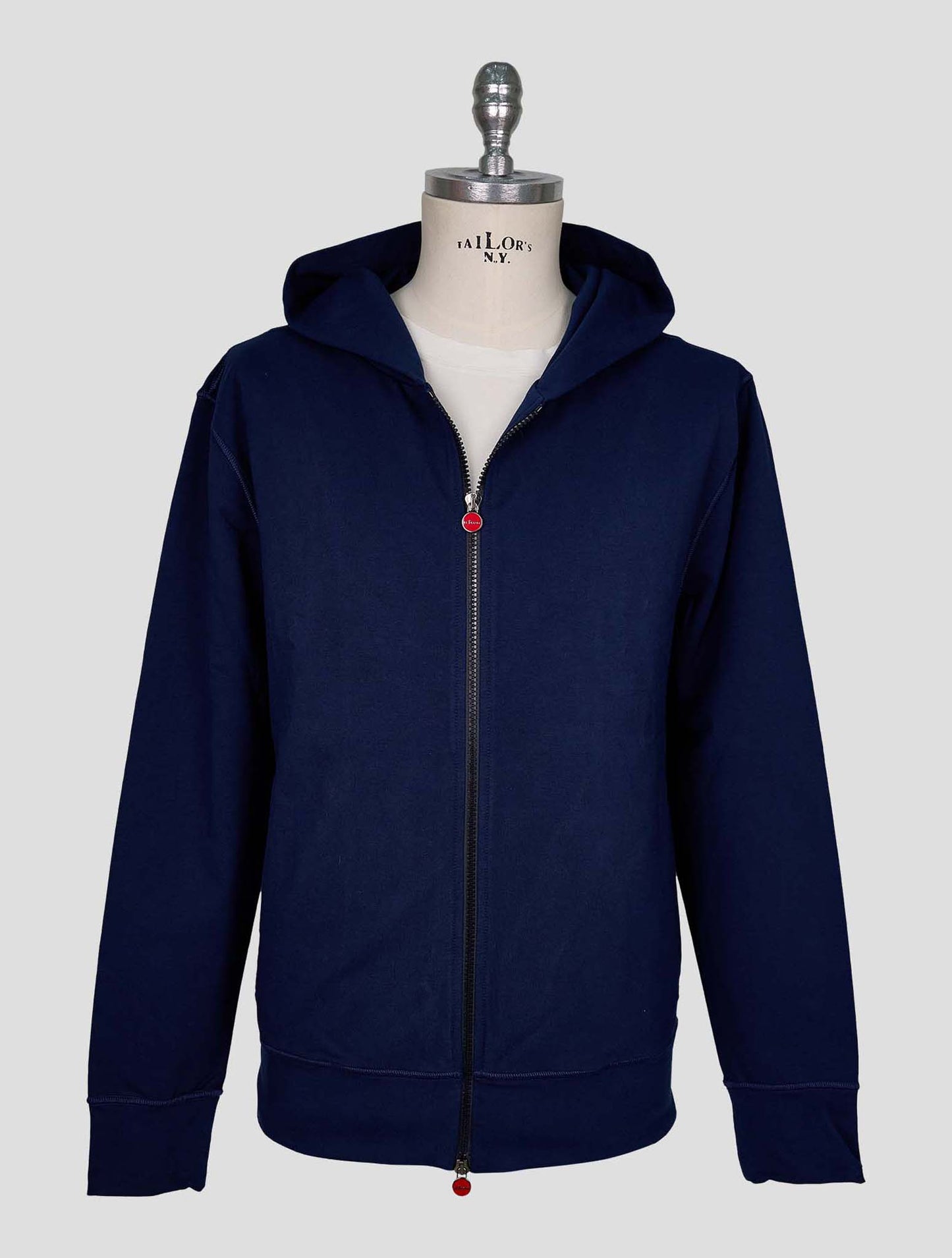 Kiton Blue Cotton Ea Sweater Full Zip