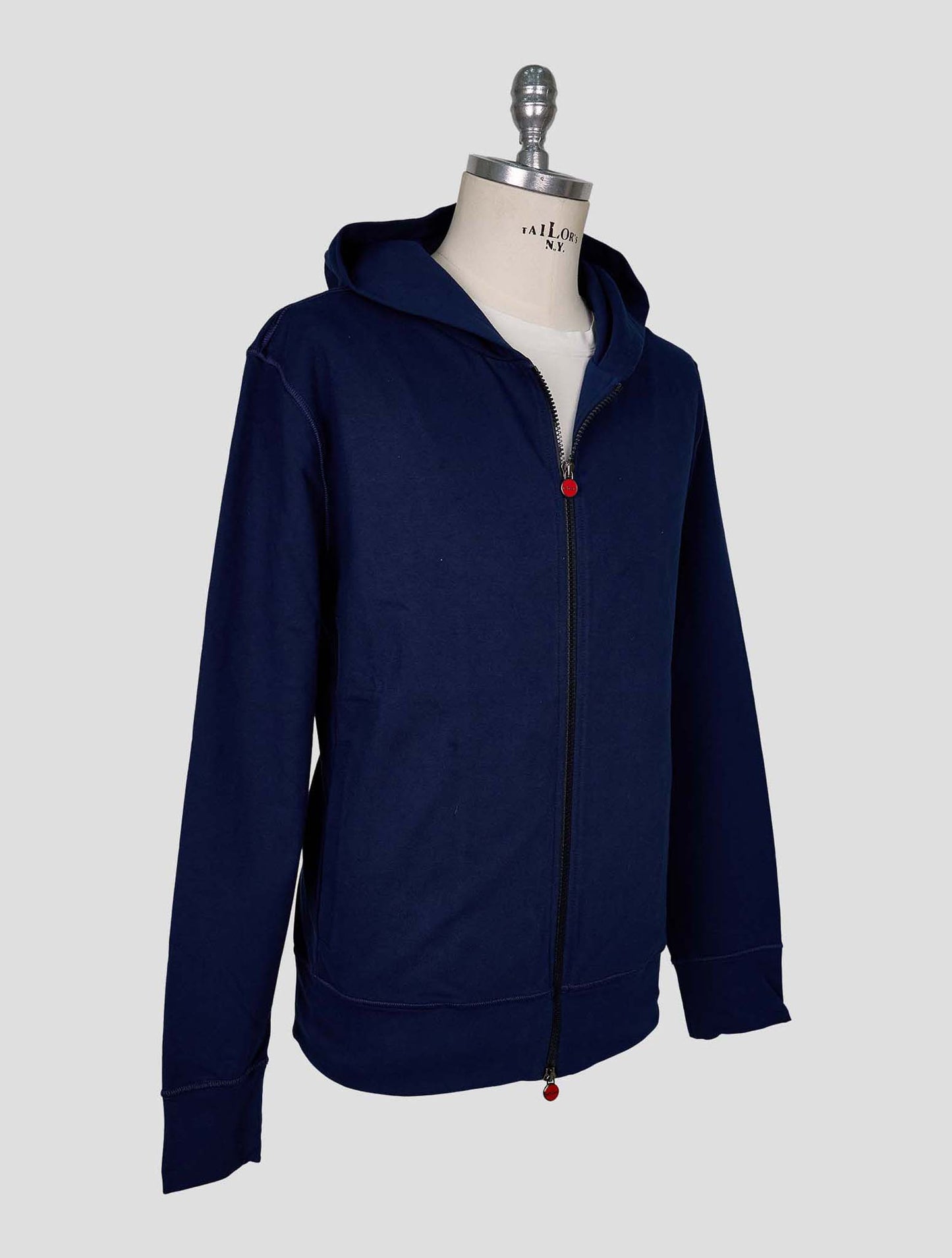 Kiton Blue Cotton Ea Sweater Full Zip