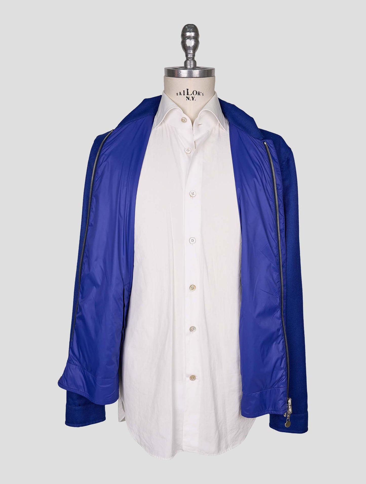 Kiton Blue Cashmere Silk Reverse Coat