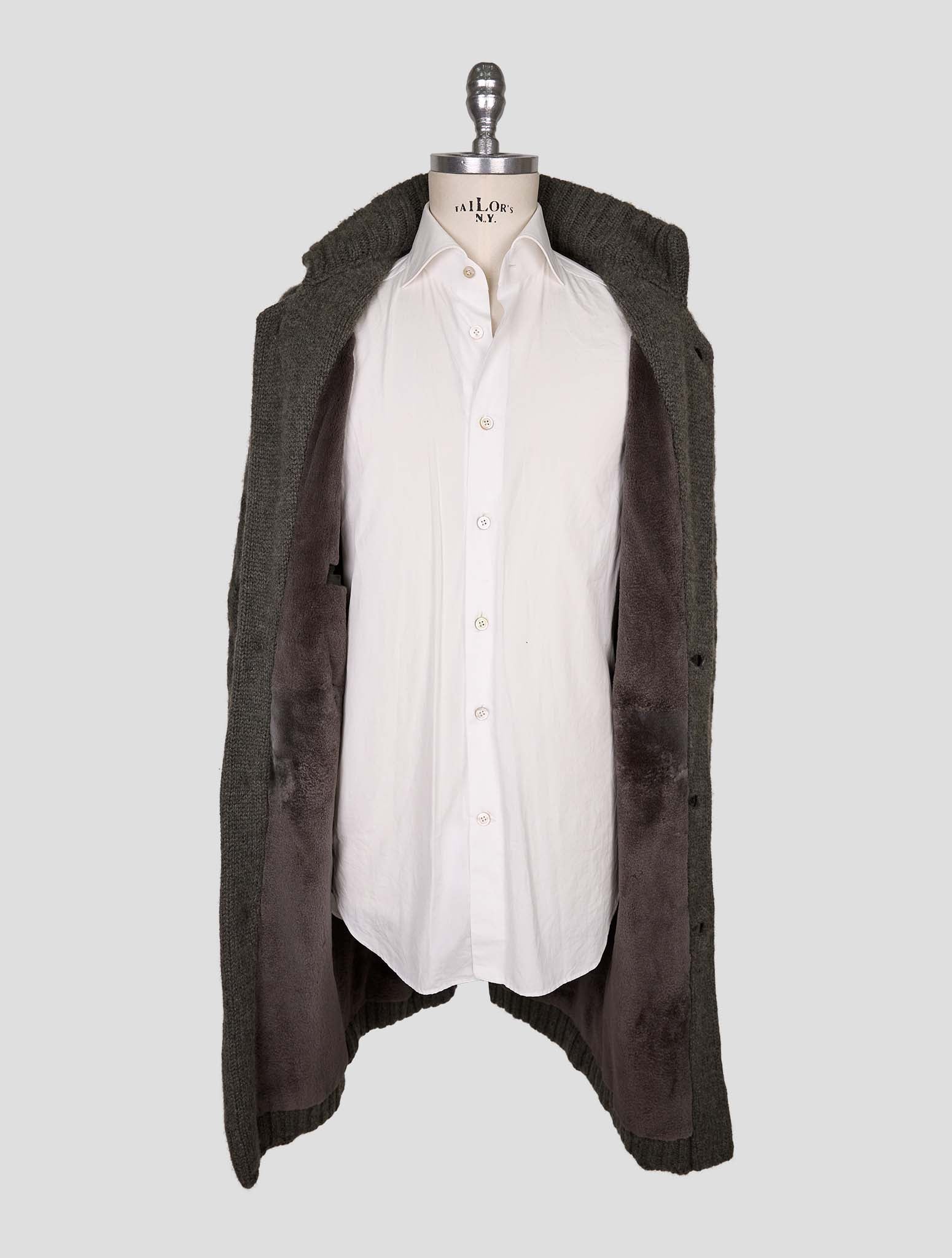 Kiton Green Cashmere Mink Fur Sweater Coat