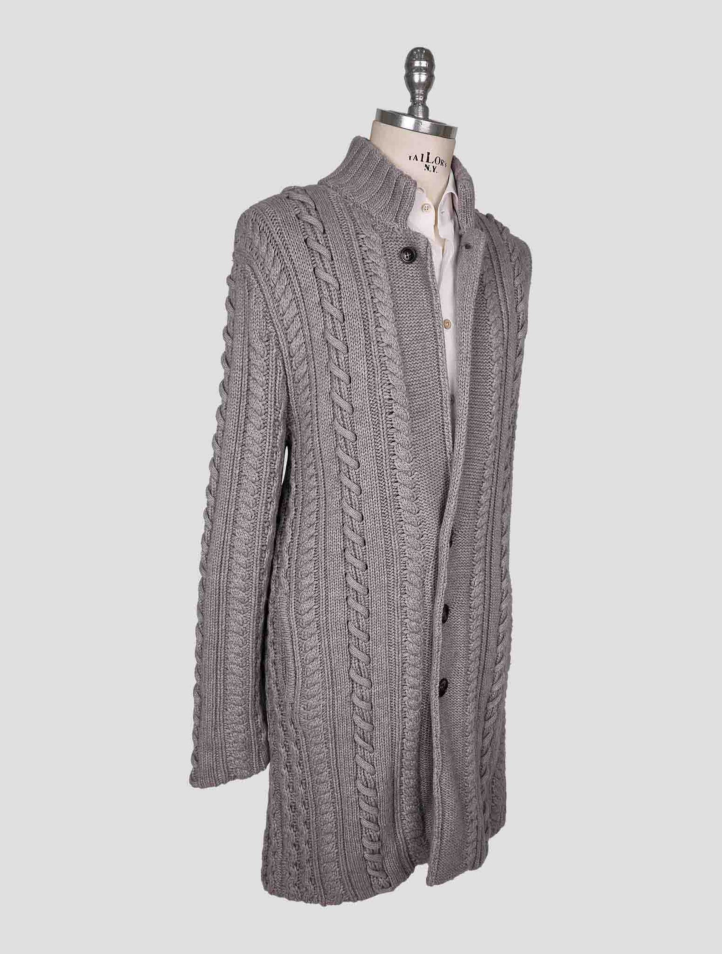 Kiton Gray Cashmere Sweater Coat