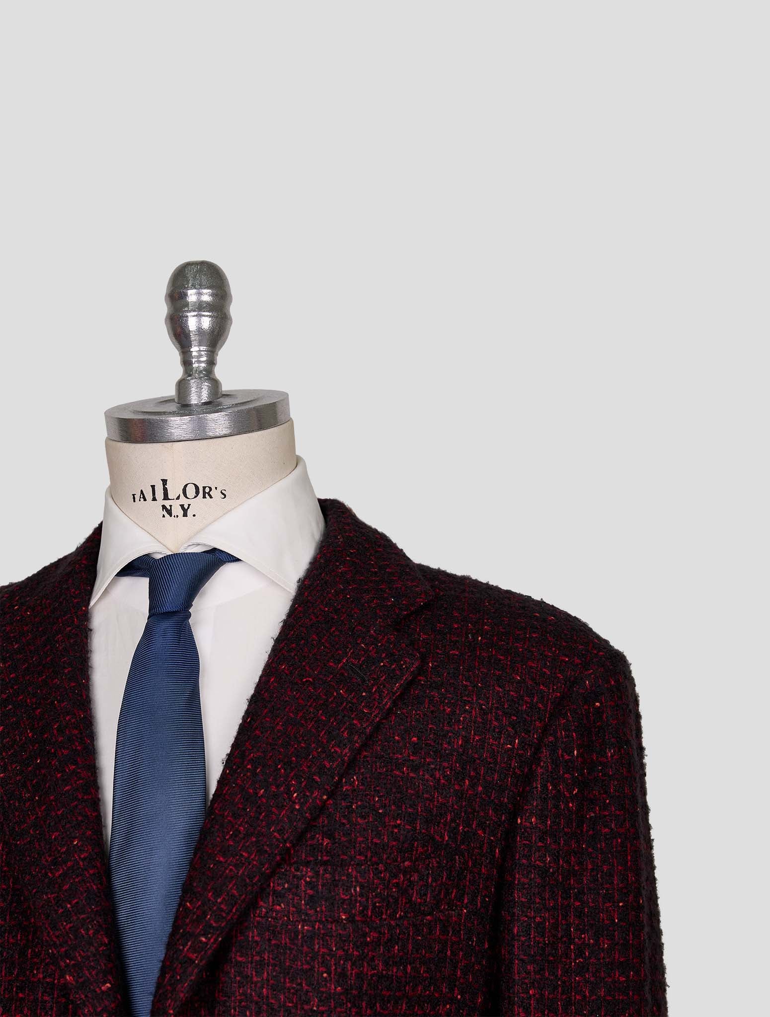 Kiton Red Black Cashmere Silk Blazer
