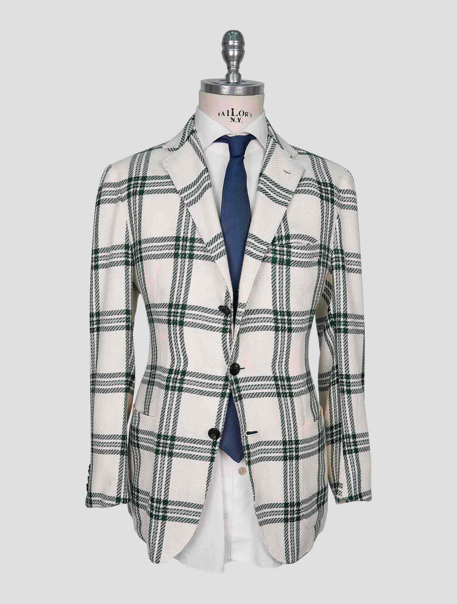 Kiton Green White Cashmere Linen Blazer