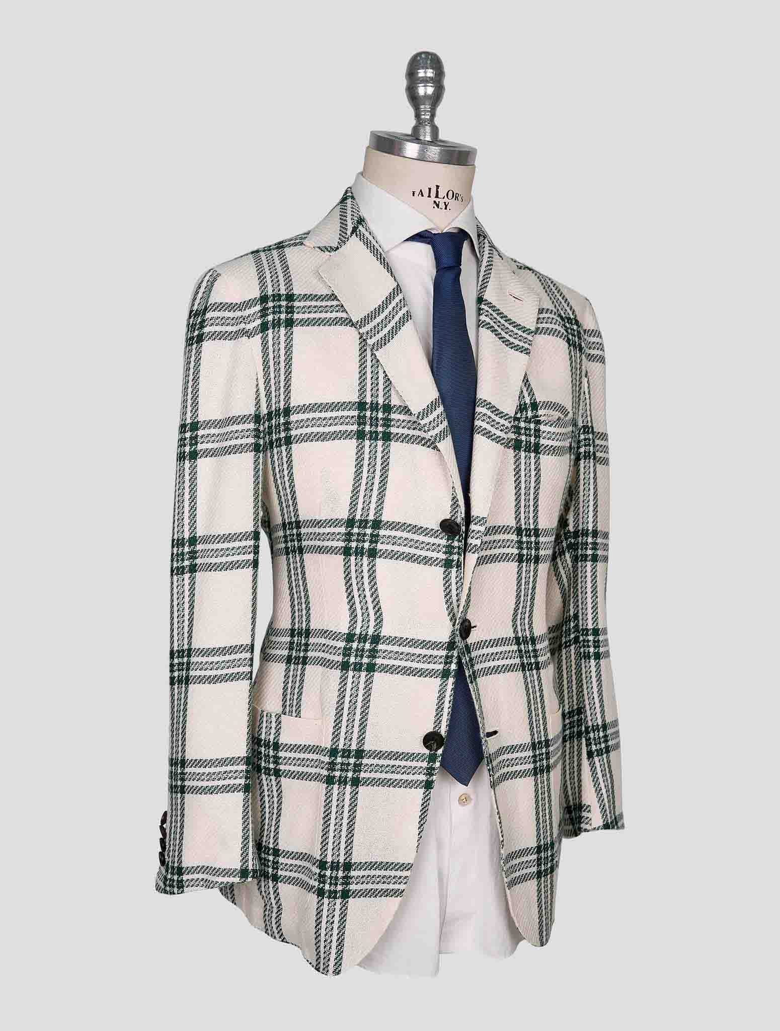 Kiton Green White Cashmere Linen Blazer