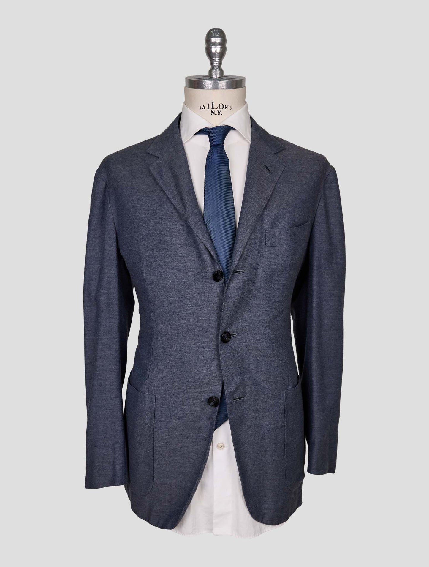 Kiton Blue Cotton Cashmere Blazer