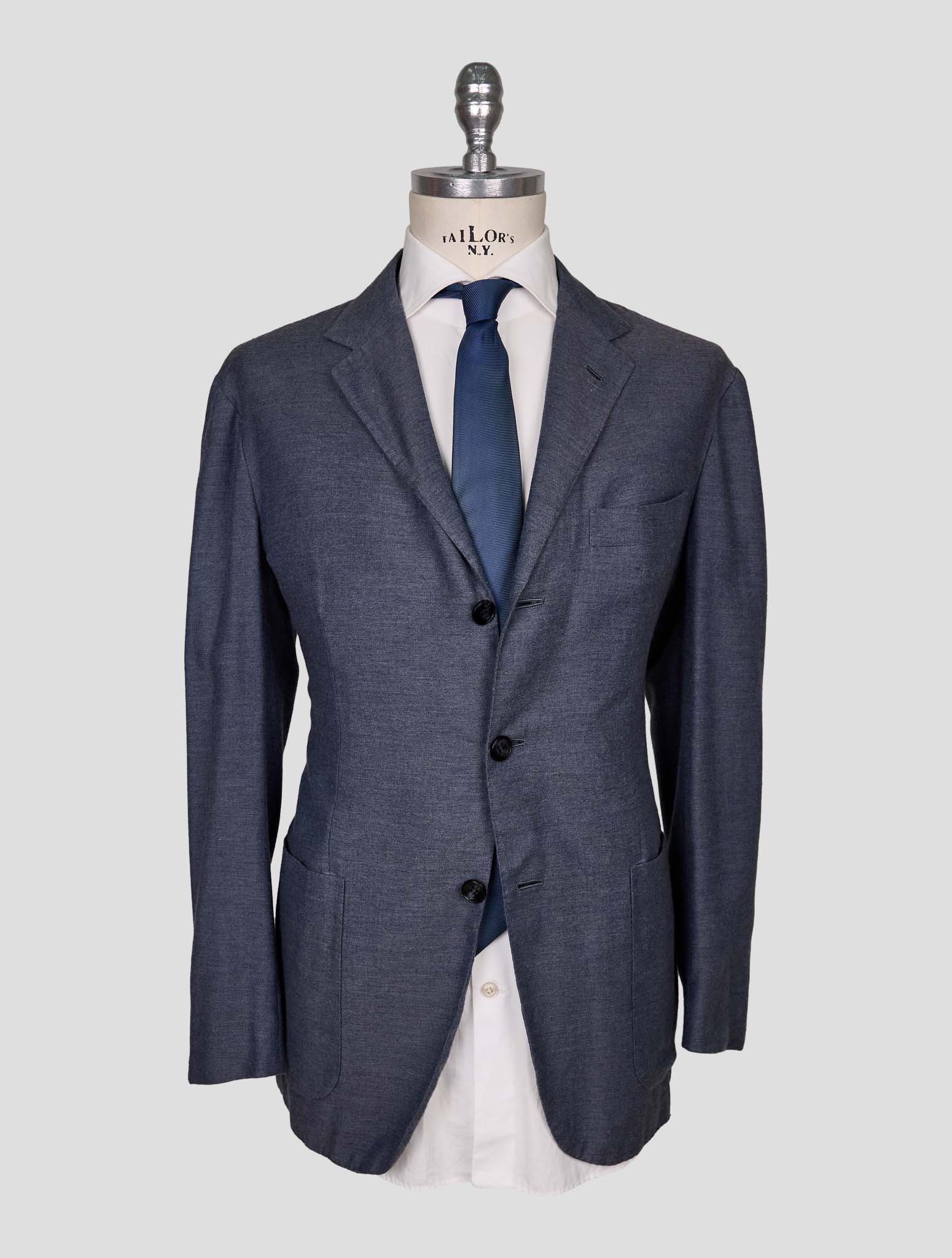 Kiton Blue Cotton Cashmere Blazer