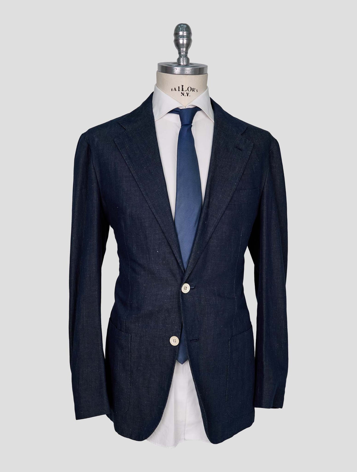 Kiton Blue Navy Cotton Linen Blazer